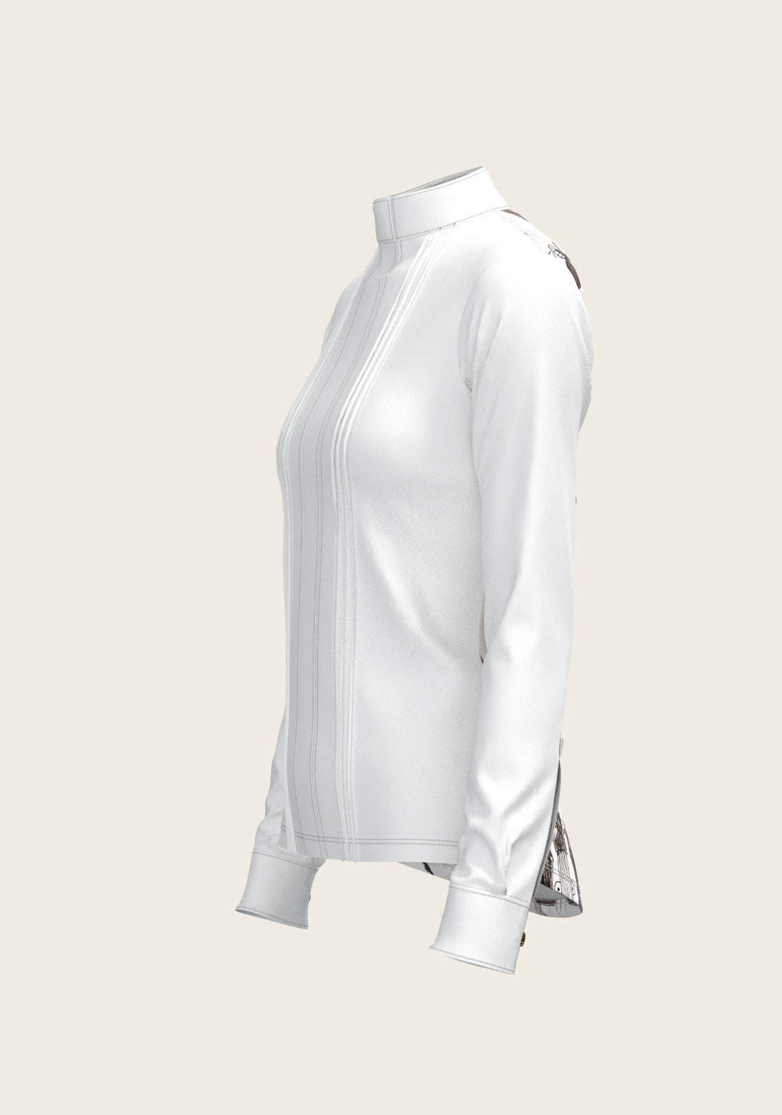 The Horse Fair Monochrome Long Pleated Long Sleeve Sleeve Show Shirt