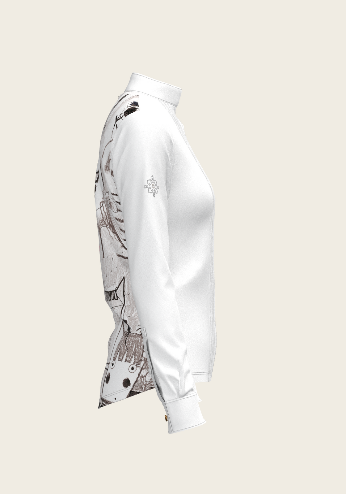 The Horse Fair Monochrome Long Pleated Long Sleeve Sleeve Show Shirt