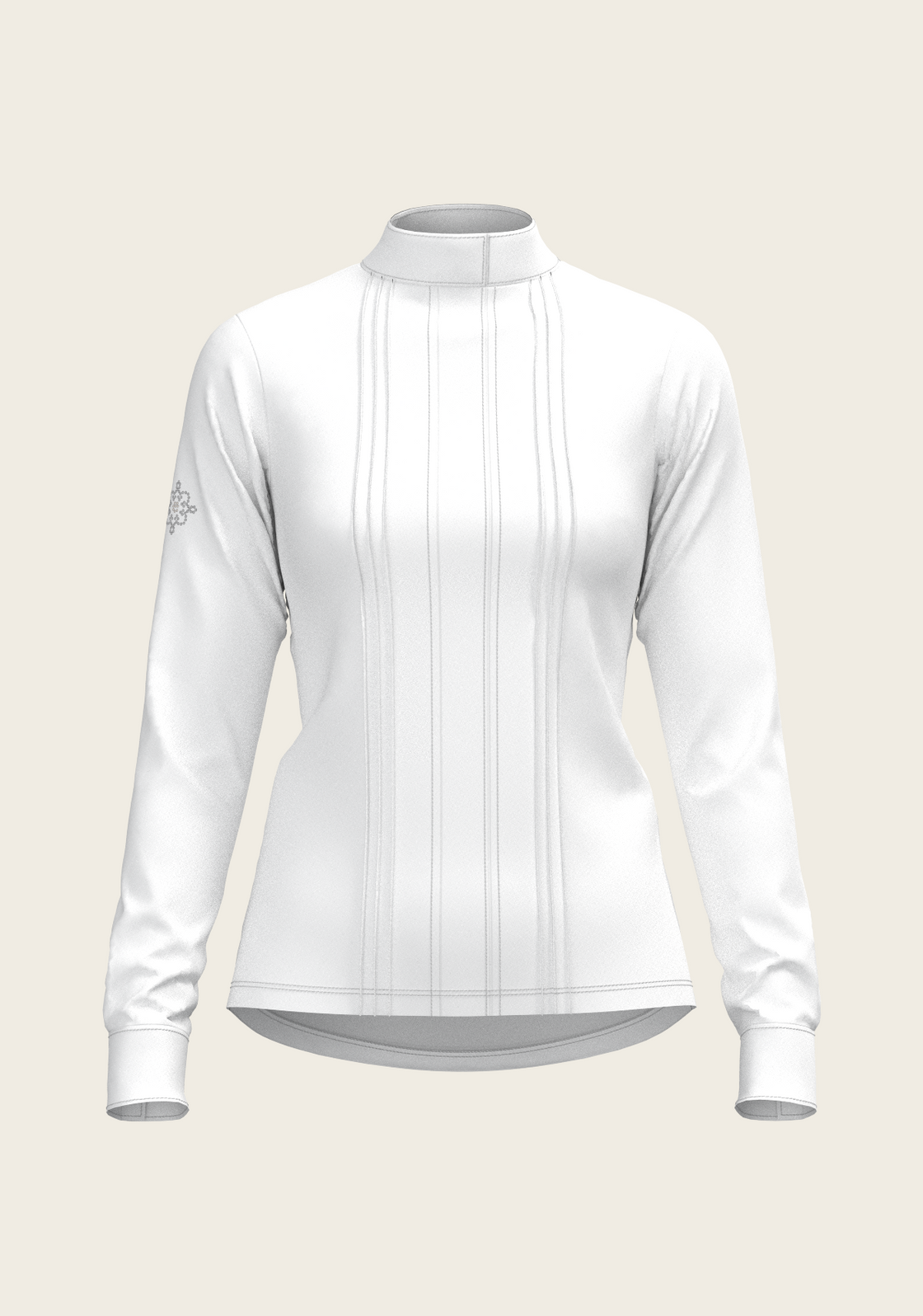 White Long Pleated Long Sleeve Sleeve Show Shirt