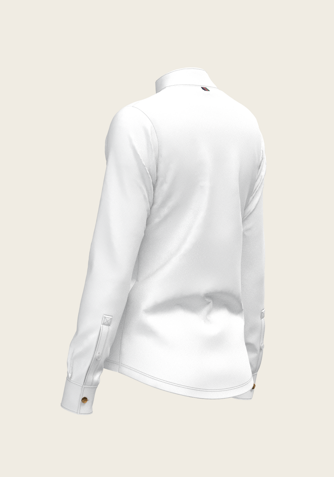 White Long Pleated Long Sleeve Sleeve Show Shirt