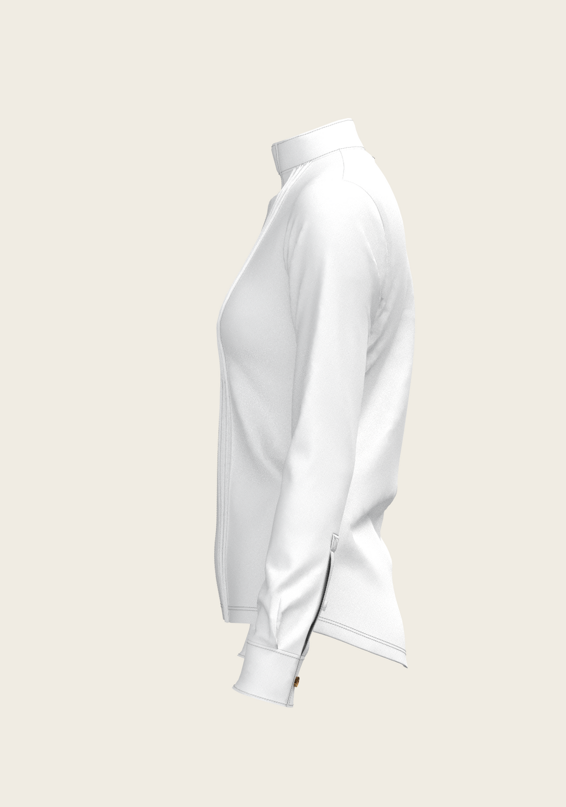 White Long Pleated Long Sleeve Sleeve Show Shirt