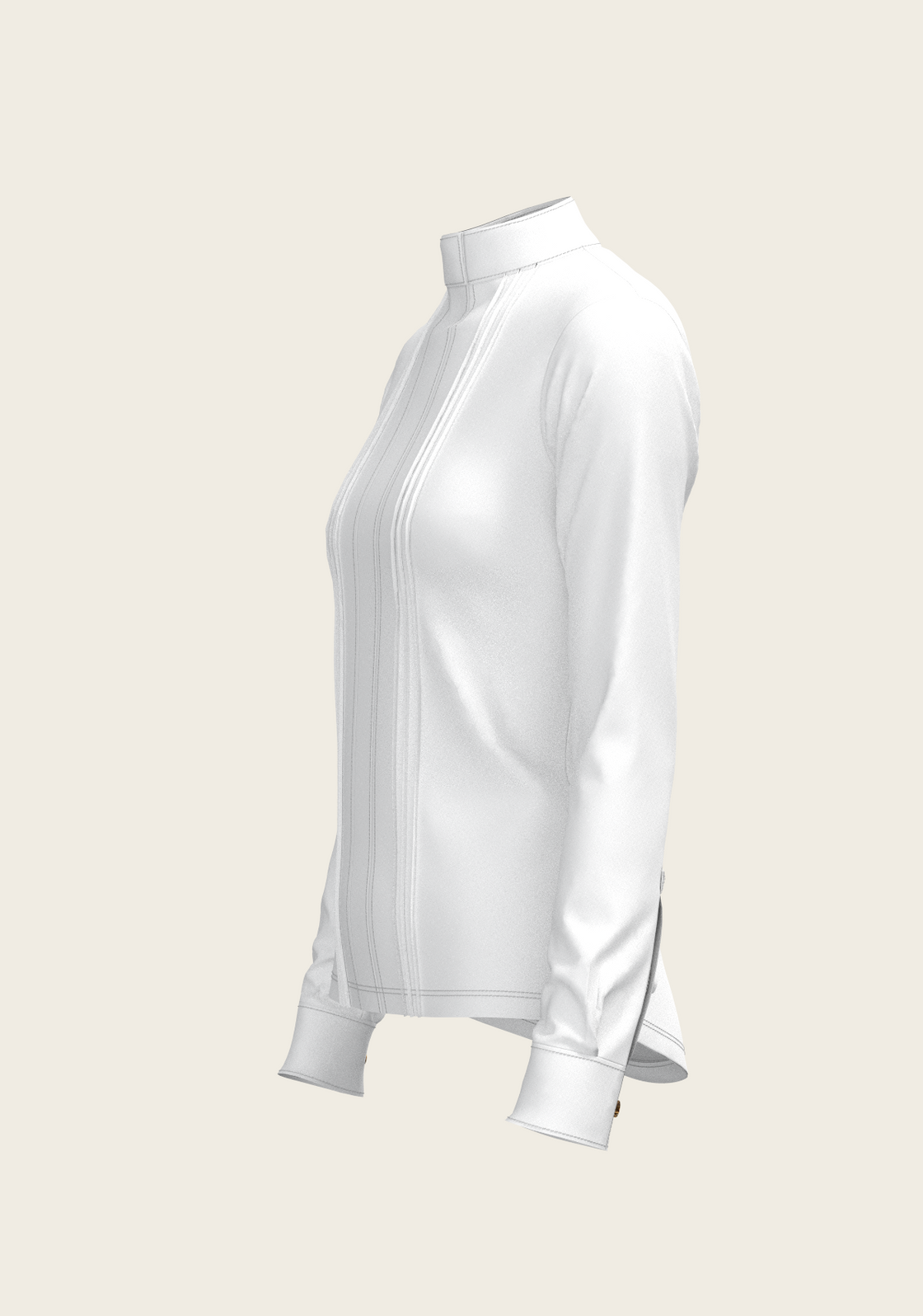 White Long Pleated Long Sleeve Sleeve Show Shirt