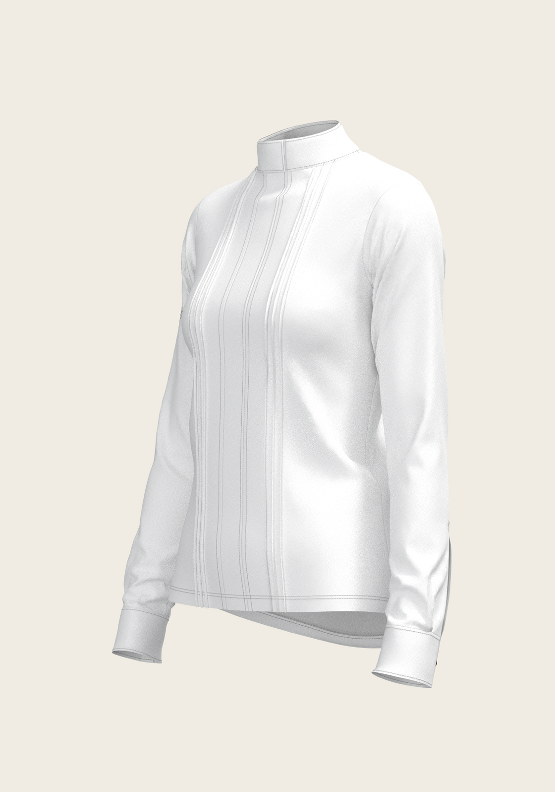 White Long Pleated Long Sleeve Sleeve Show Shirt