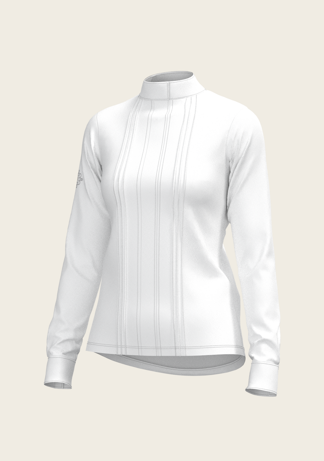 White Long Pleated Long Sleeve Sleeve Show Shirt