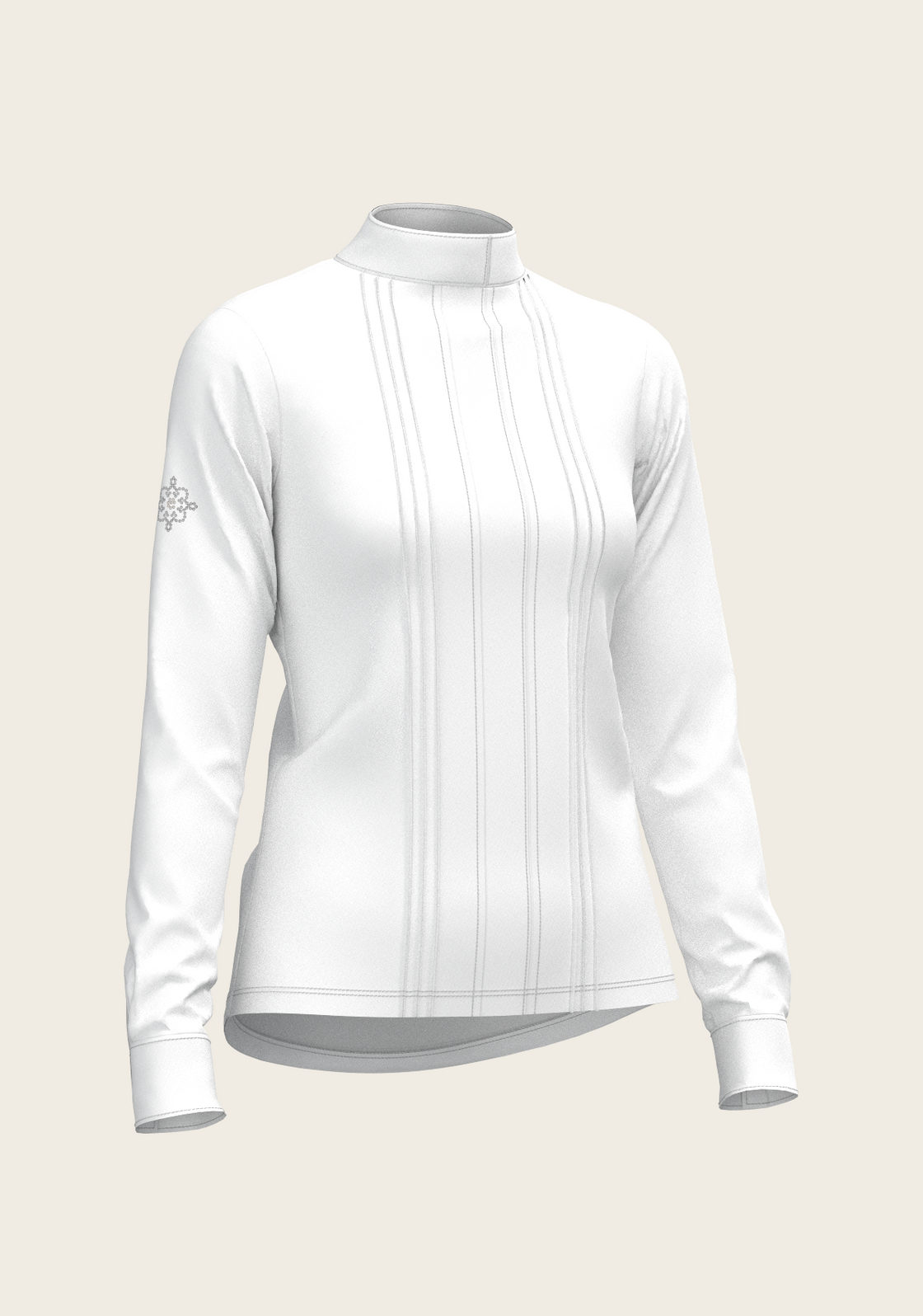 White Long Pleated Long Sleeve Sleeve Show Shirt