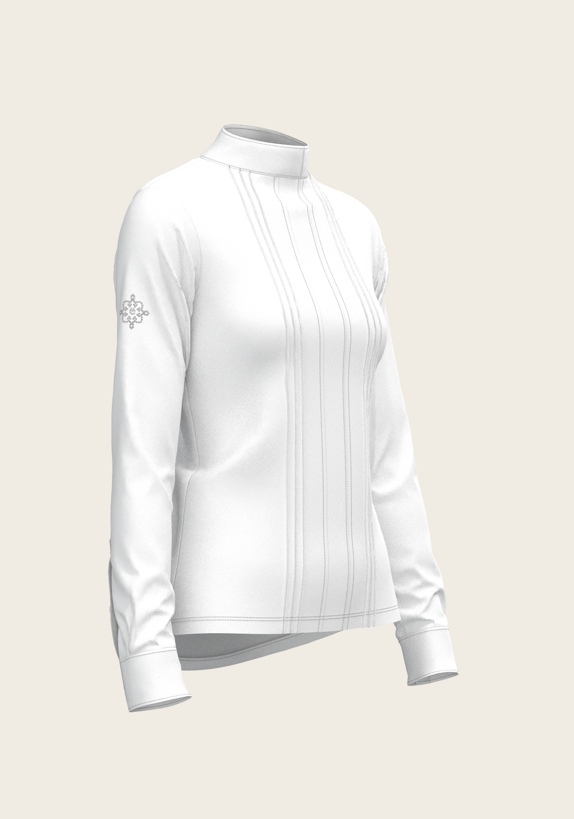 White Long Pleated Long Sleeve Sleeve Show Shirt