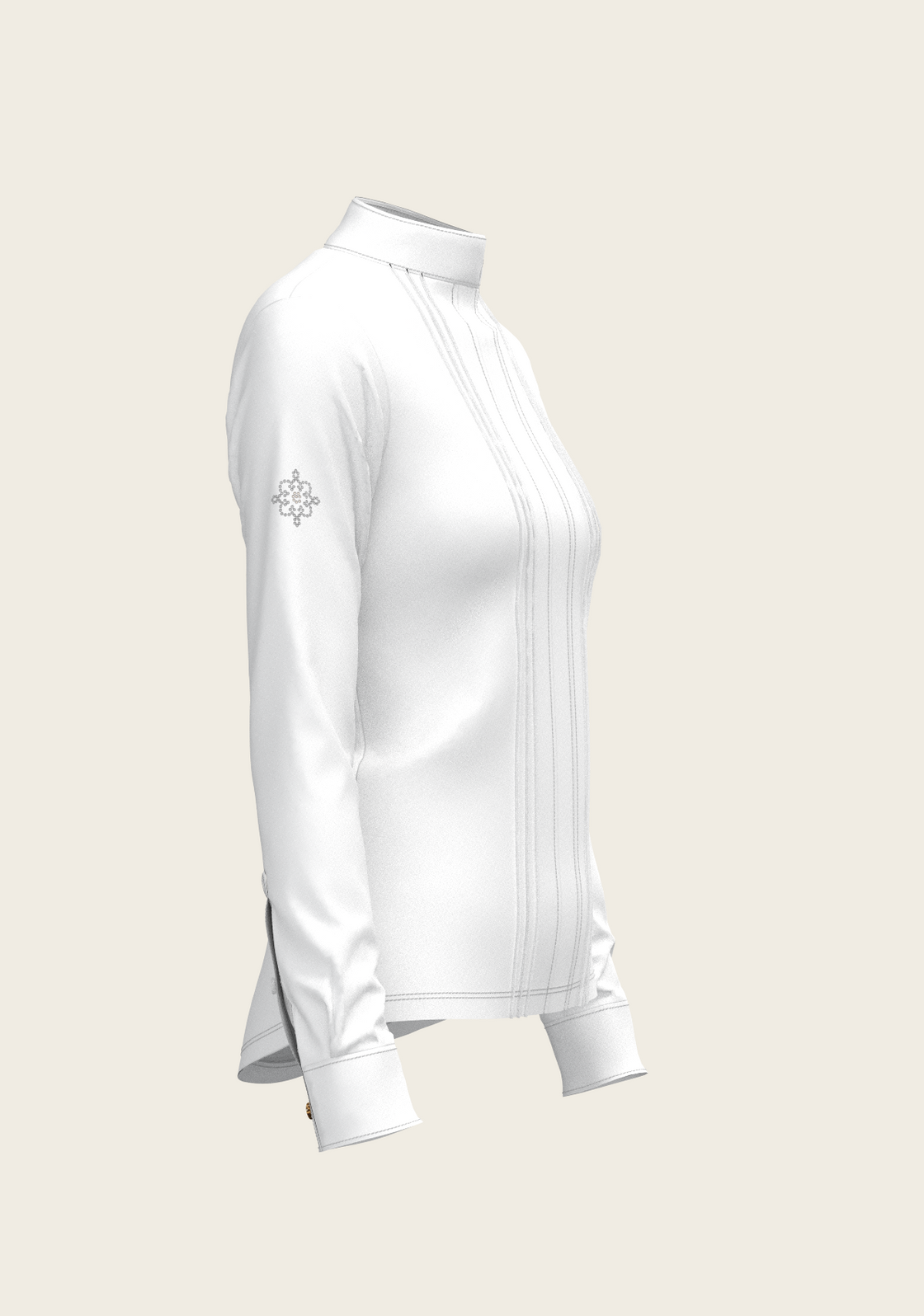 White Long Pleated Long Sleeve Sleeve Show Shirt