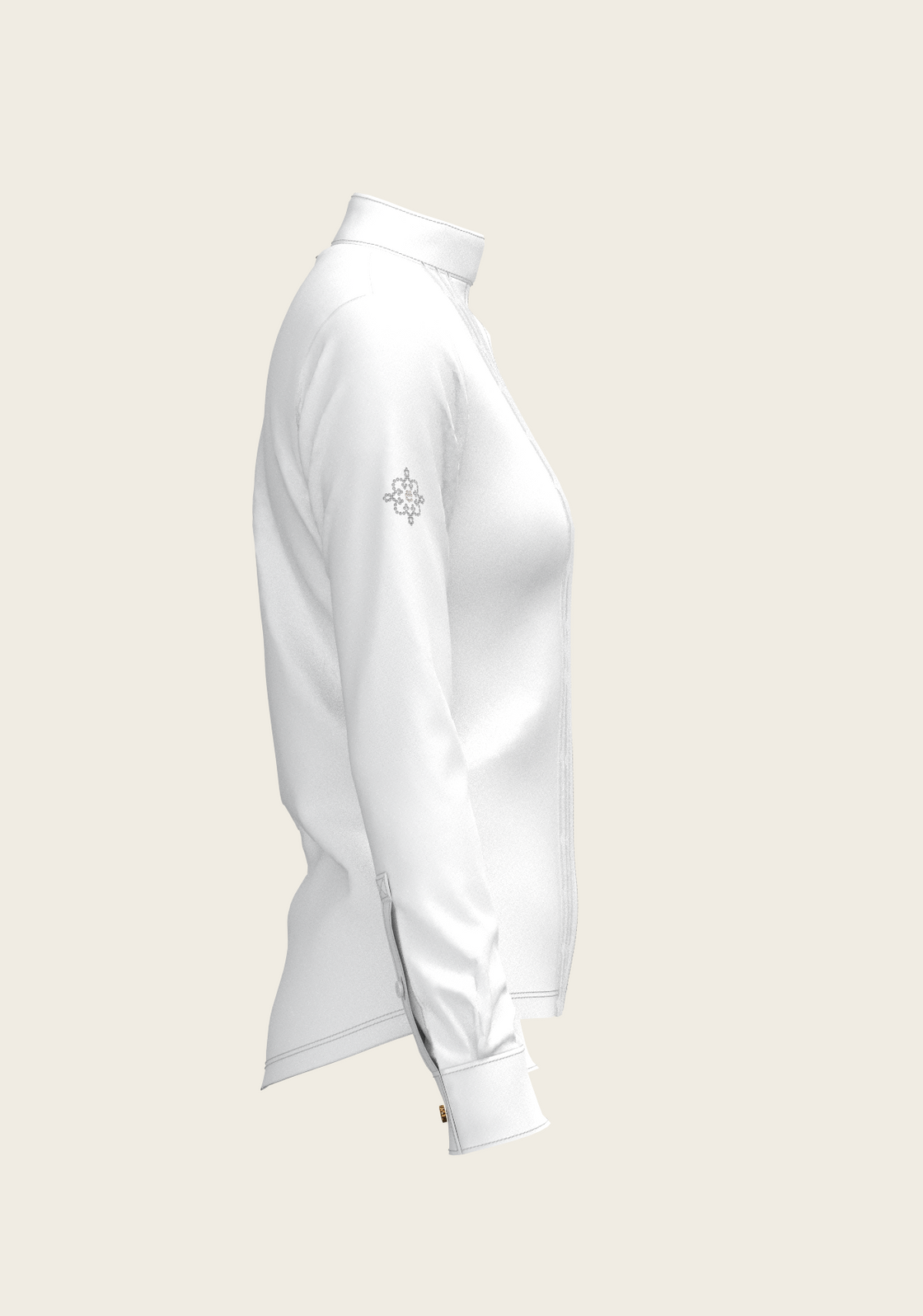 White Long Pleated Long Sleeve Sleeve Show Shirt