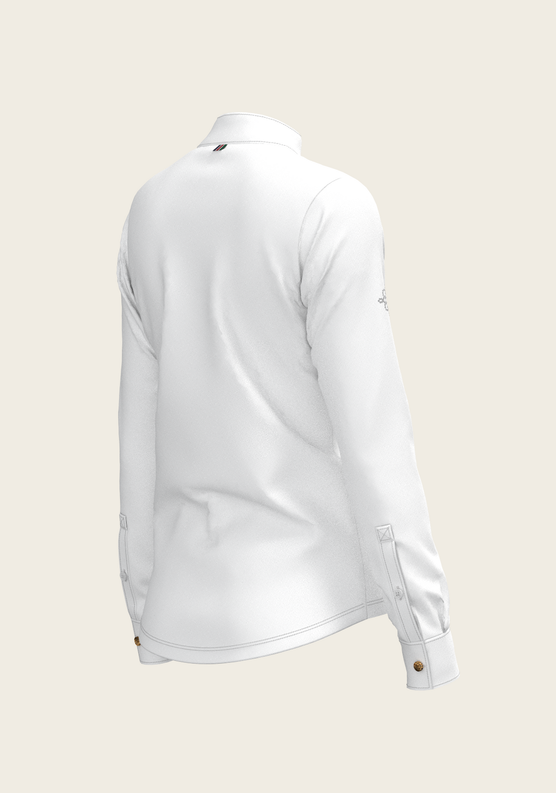 White Long Pleated Long Sleeve Sleeve Show Shirt