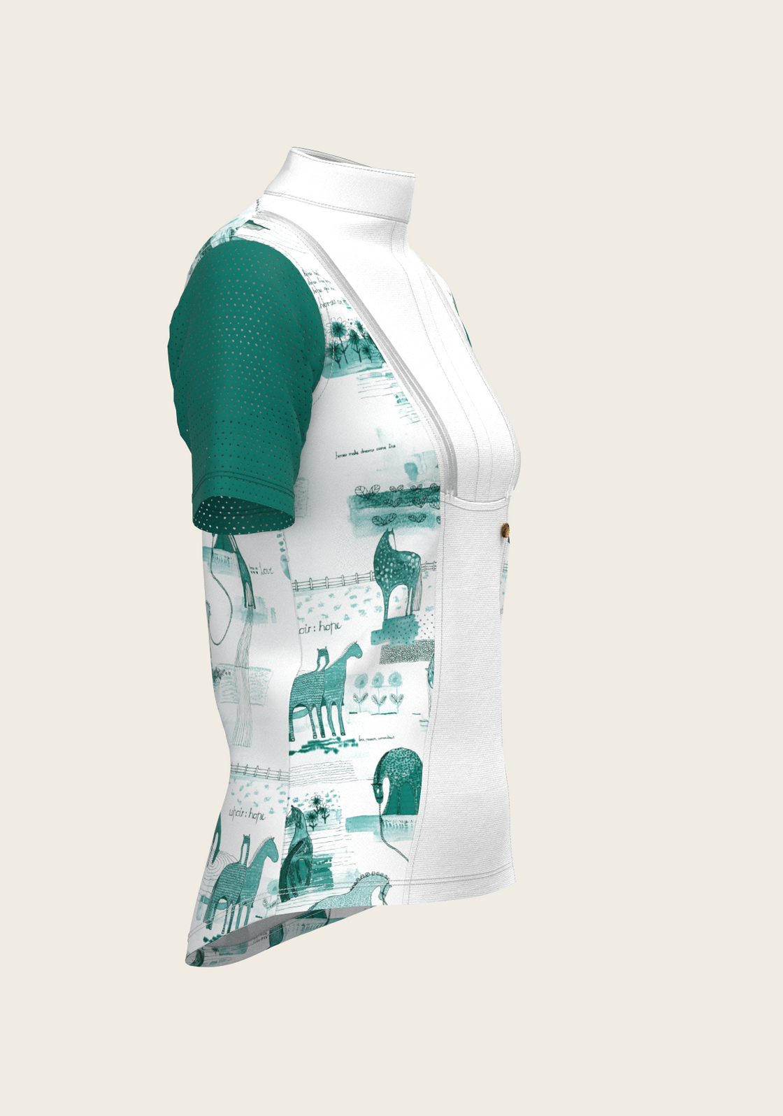 Daydreaming Horses in Green Short Pleated Short Sleeve Show Shirt