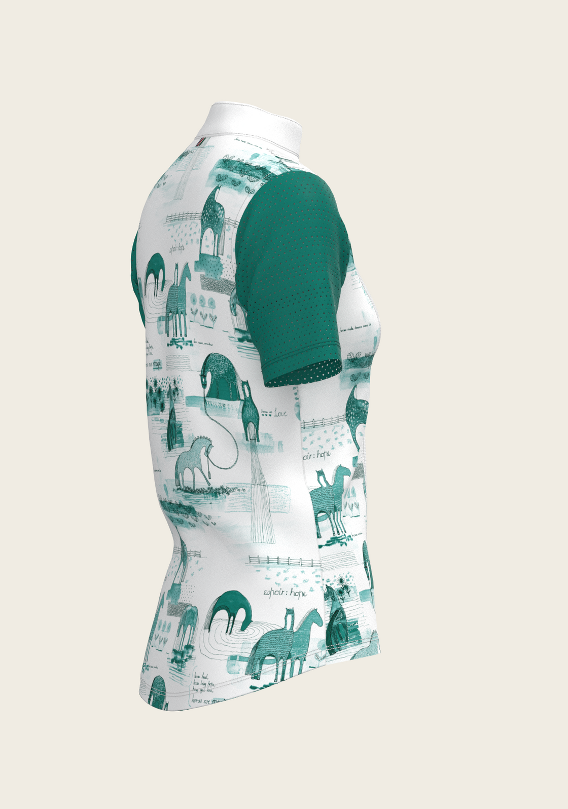 Daydreaming Horses in Green Short Pleated Short Sleeve Show Shirt