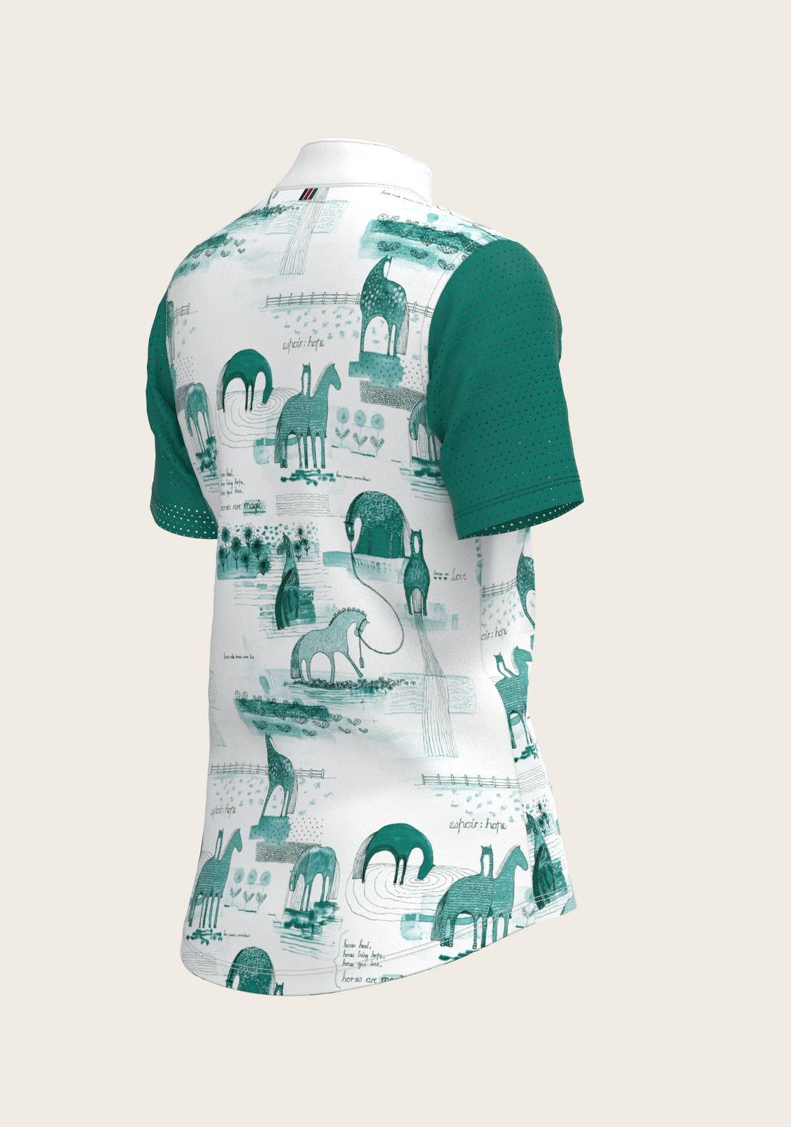 Daydreaming Horses in Green Short Pleated Short Sleeve Show Shirt