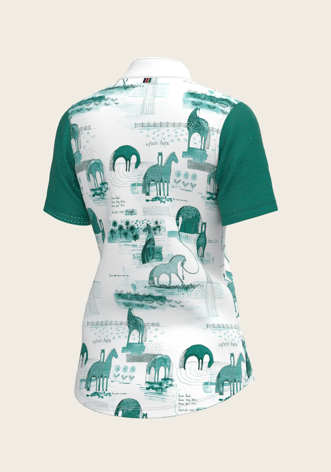 Daydreaming Horses in Green Short Pleated Short Sleeve Show Shirt