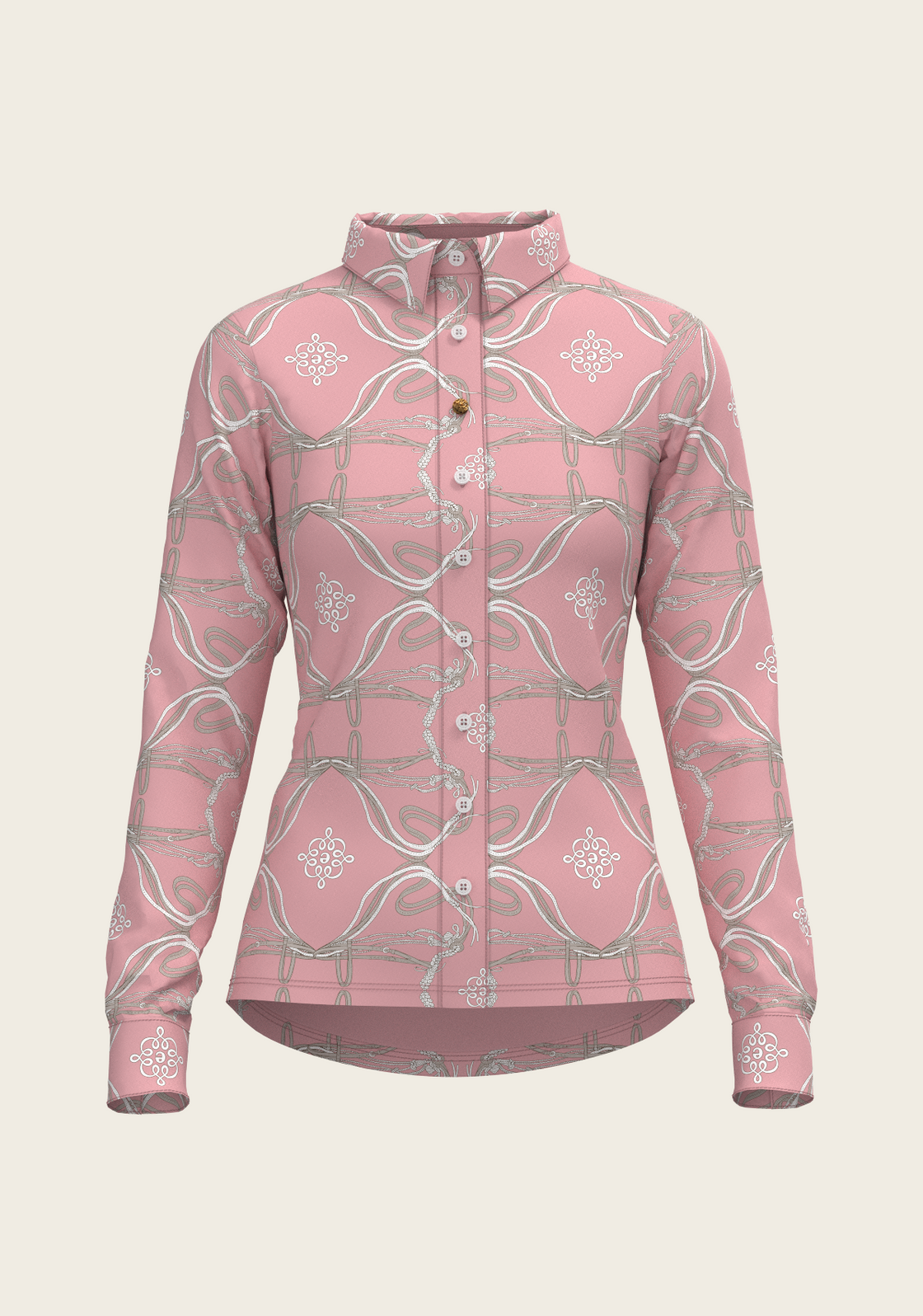 Roped Bridles on Rose Ladies Button Shirt
