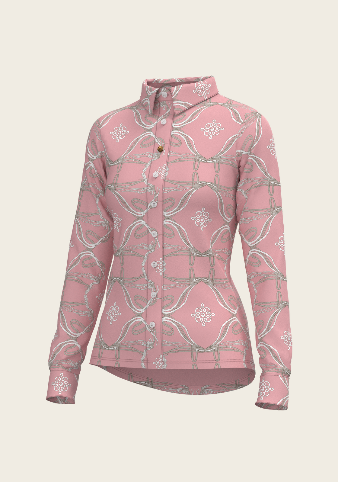 Roped Bridles on Rose Ladies Button Shirt
