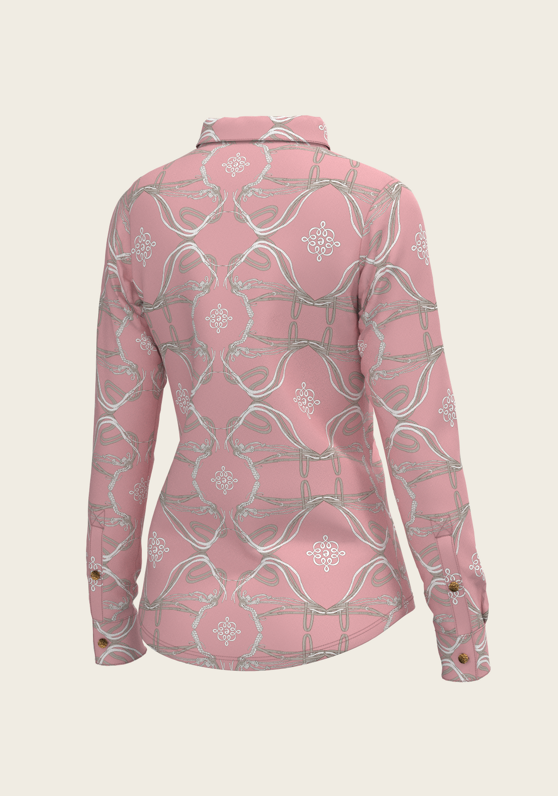 Roped Bridles on Rose Ladies Button Shirt