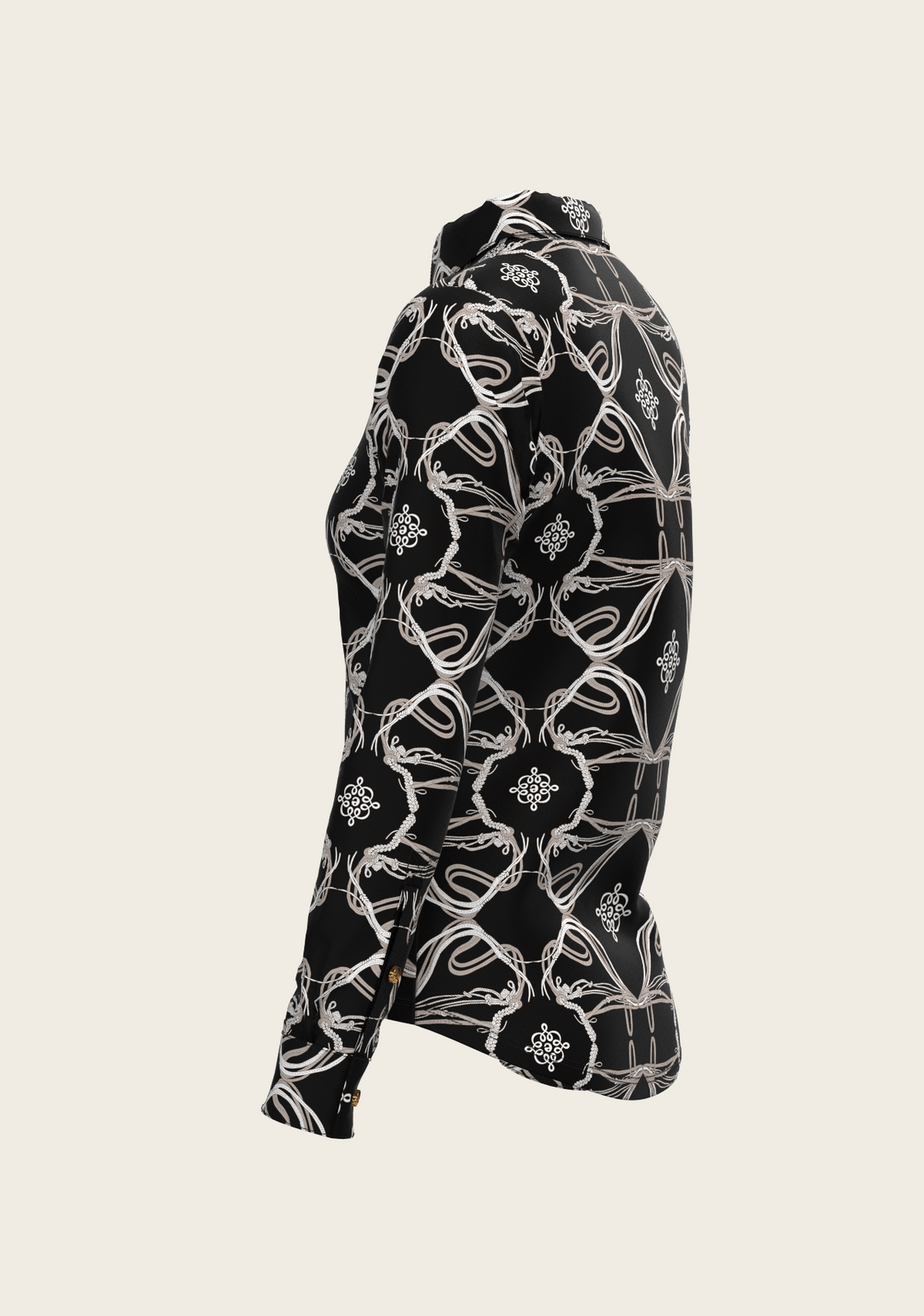 Roped Bridles on Black Ladies Button Shirt