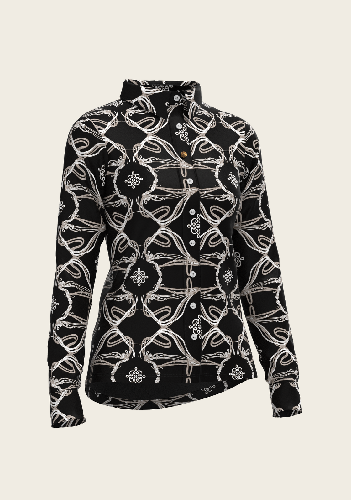 Roped Bridles on Black Ladies Button Shirt