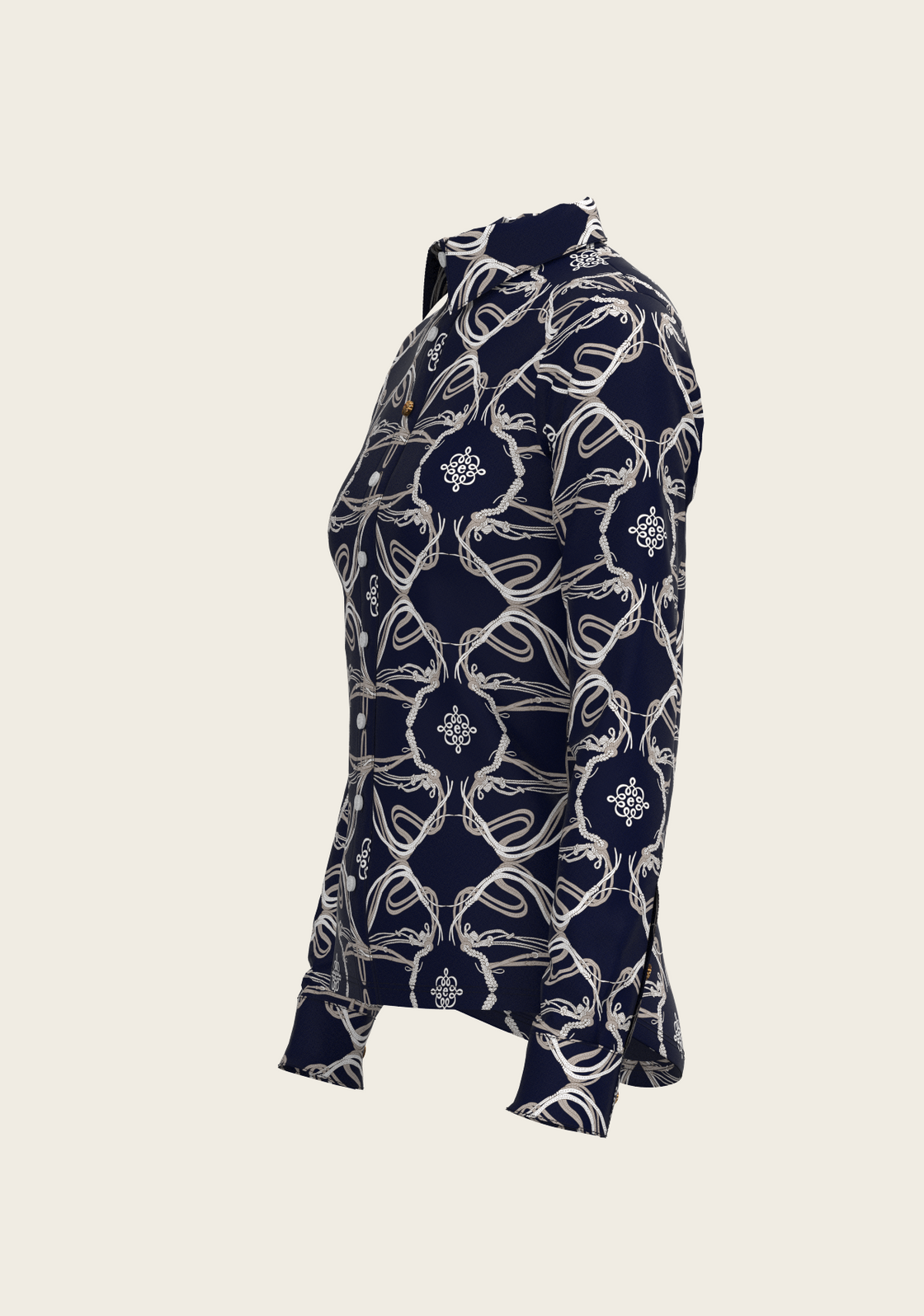 Roped Bridles on Navy Ladies Button Shirt