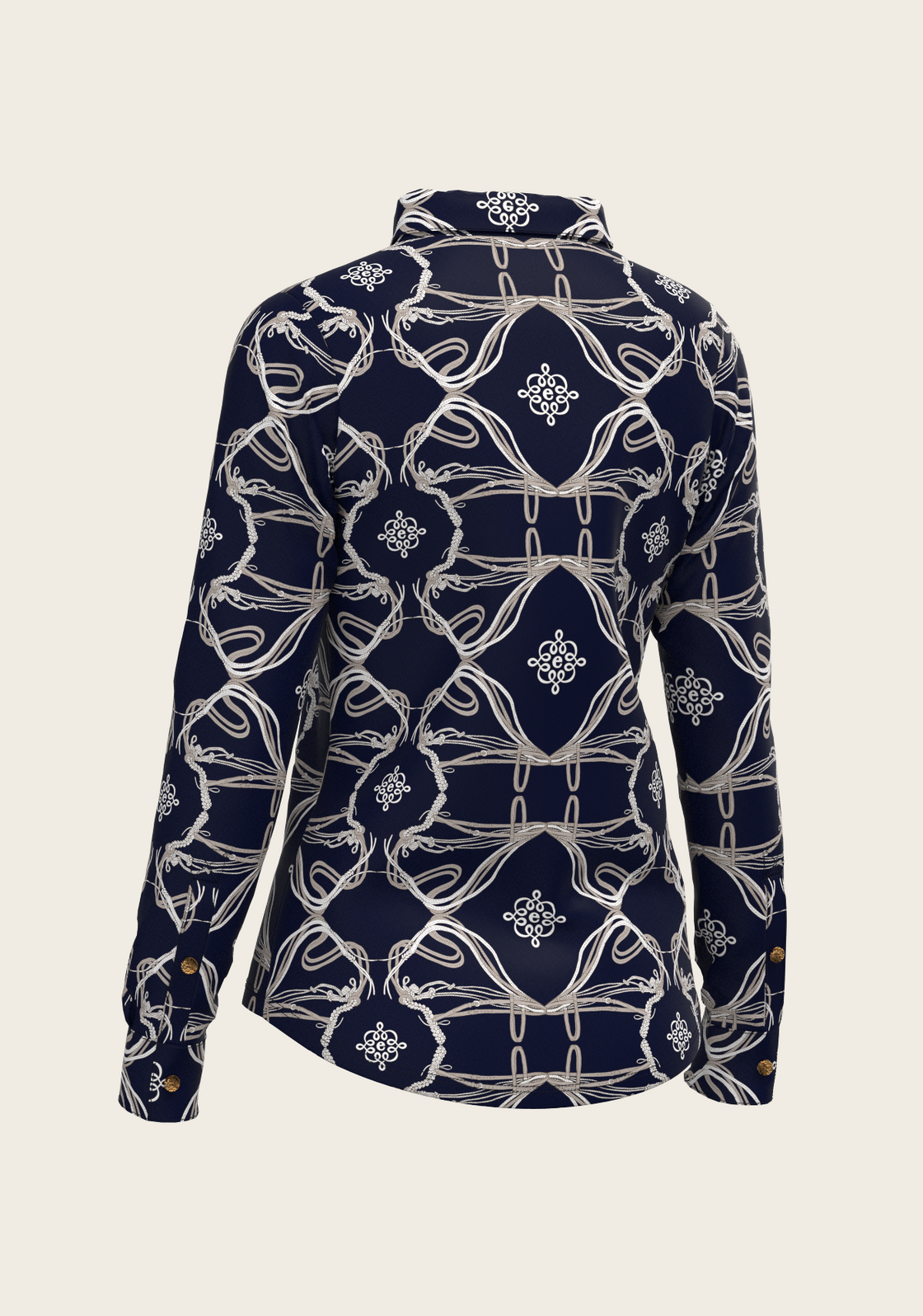 Roped Bridles on Navy Ladies Button Shirt