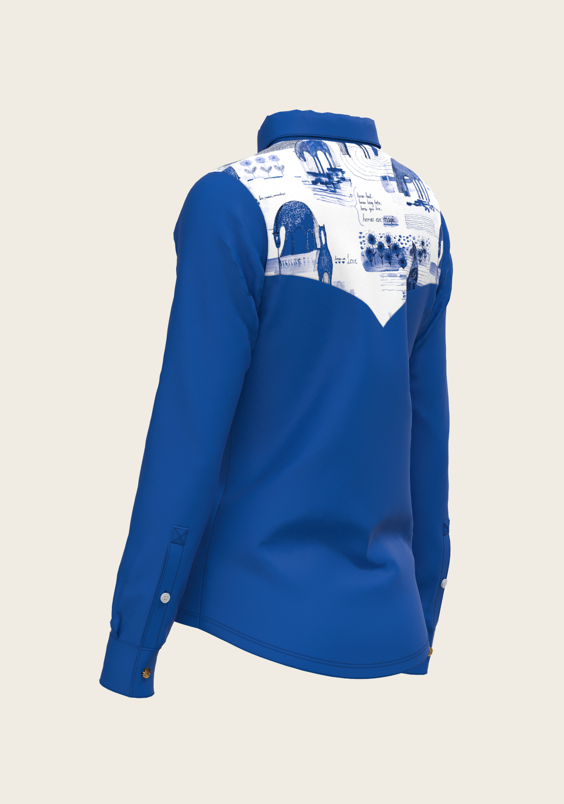 Women's Western Cowgirl Shirt – Vintage Horse & Cactus Print V-Neck Tee, Loose Fit (Blue)