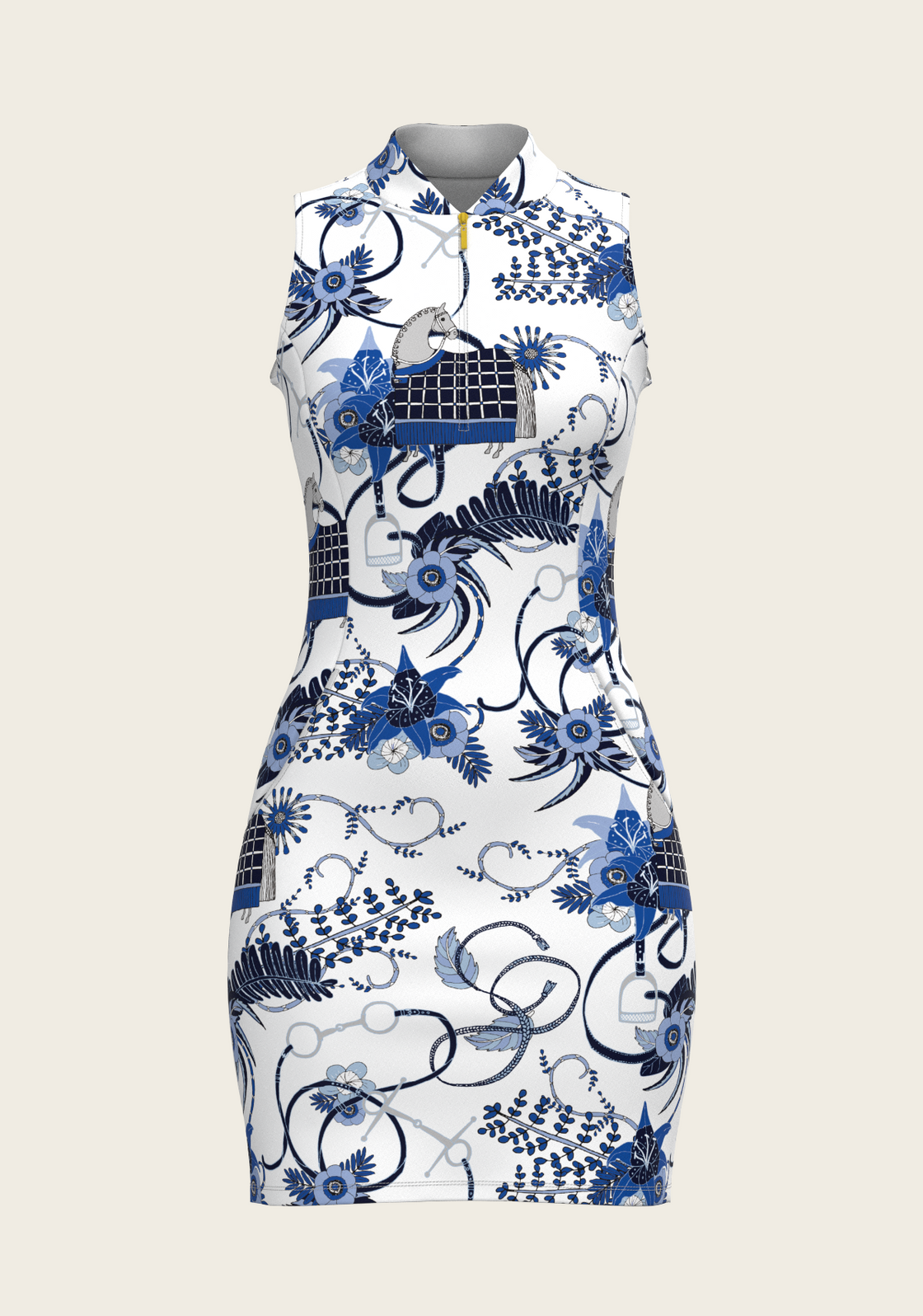 Botanical Blue on White Golf Dress