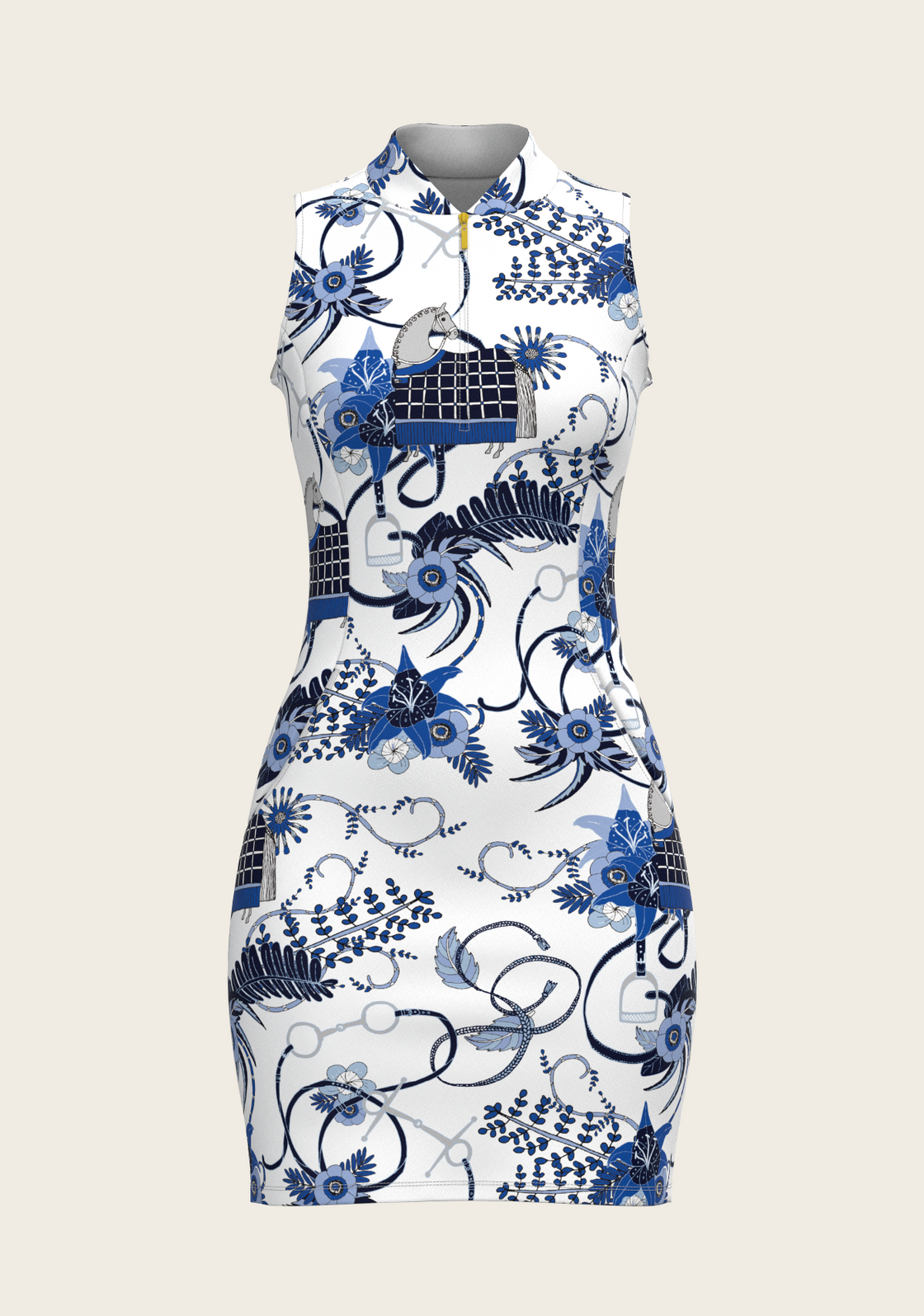 Botanical Blue on White Golf Dress XL Botanical Blue on White Golf Dress XL