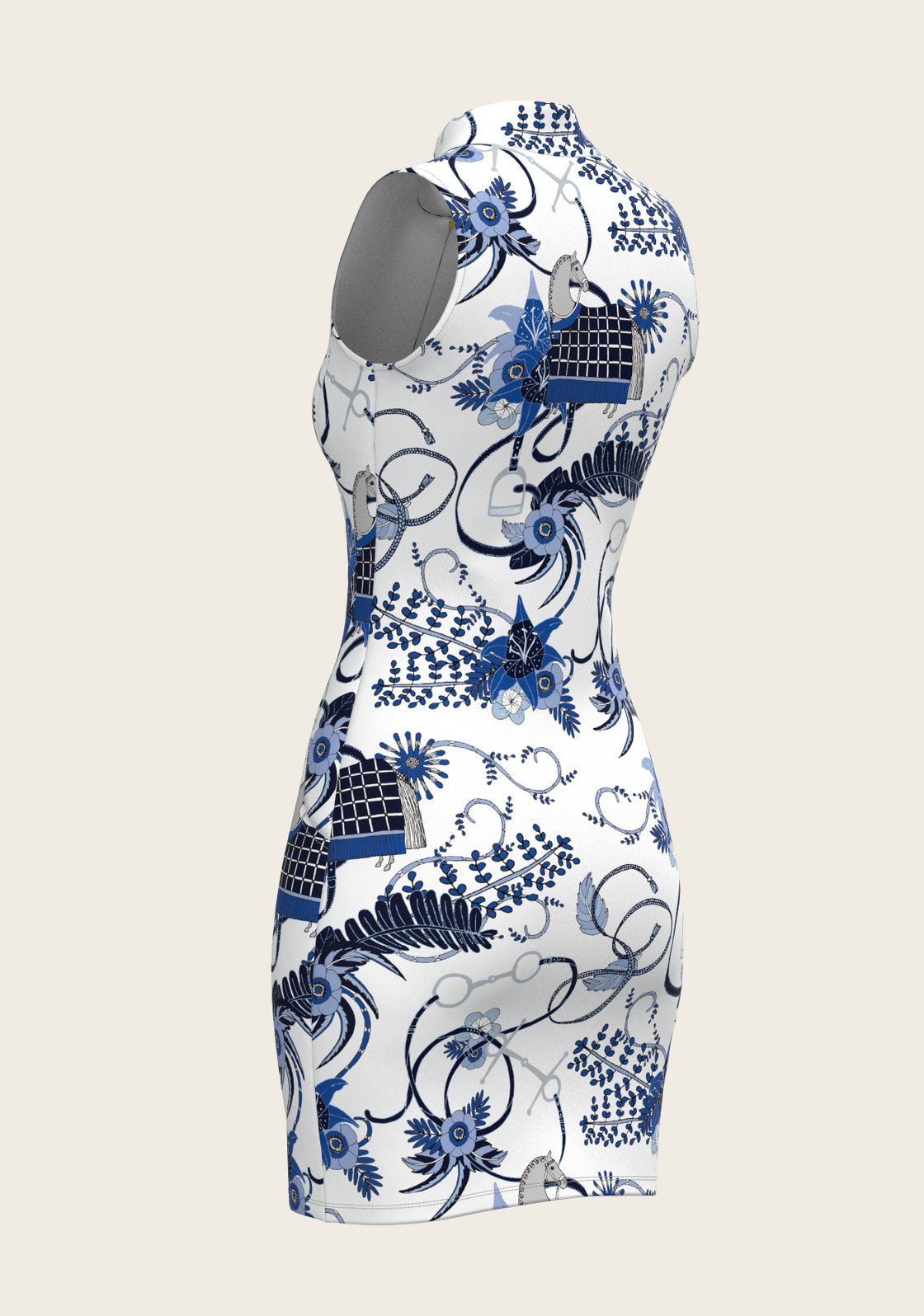 Botanical Blue on White Golf Dress