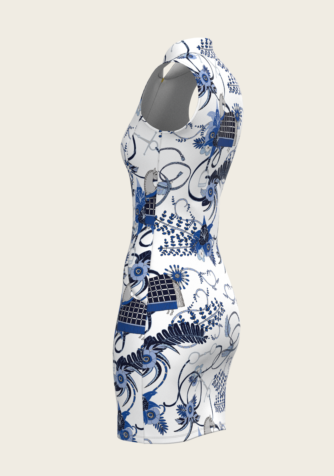 Botanical Blue on White Golf Dress