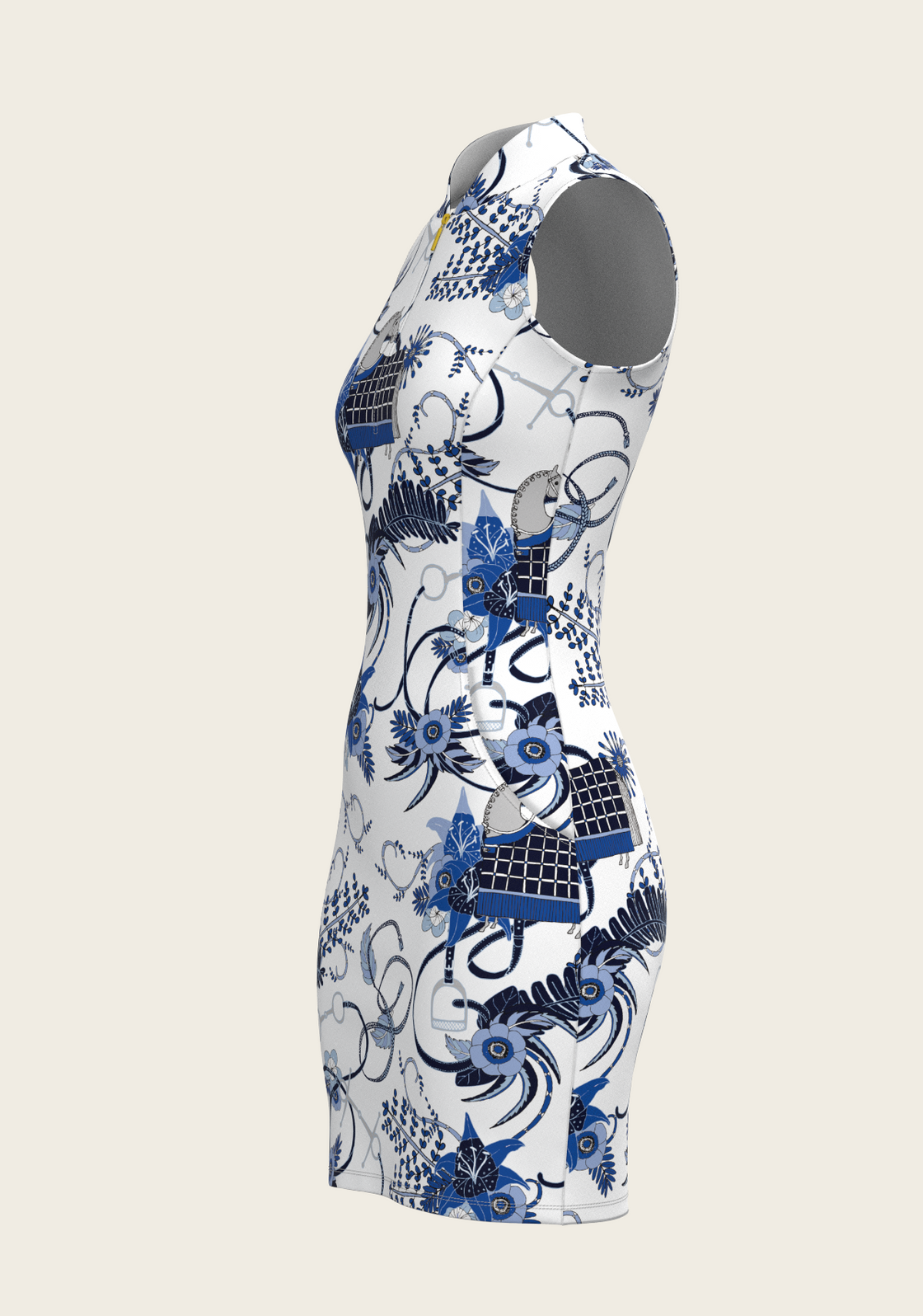 Botanical Blue on White Golf Dress