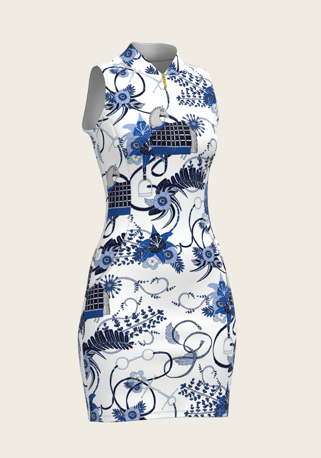 Botanical Blue on White Golf Dress XL Botanical Blue on White Golf Dress XL