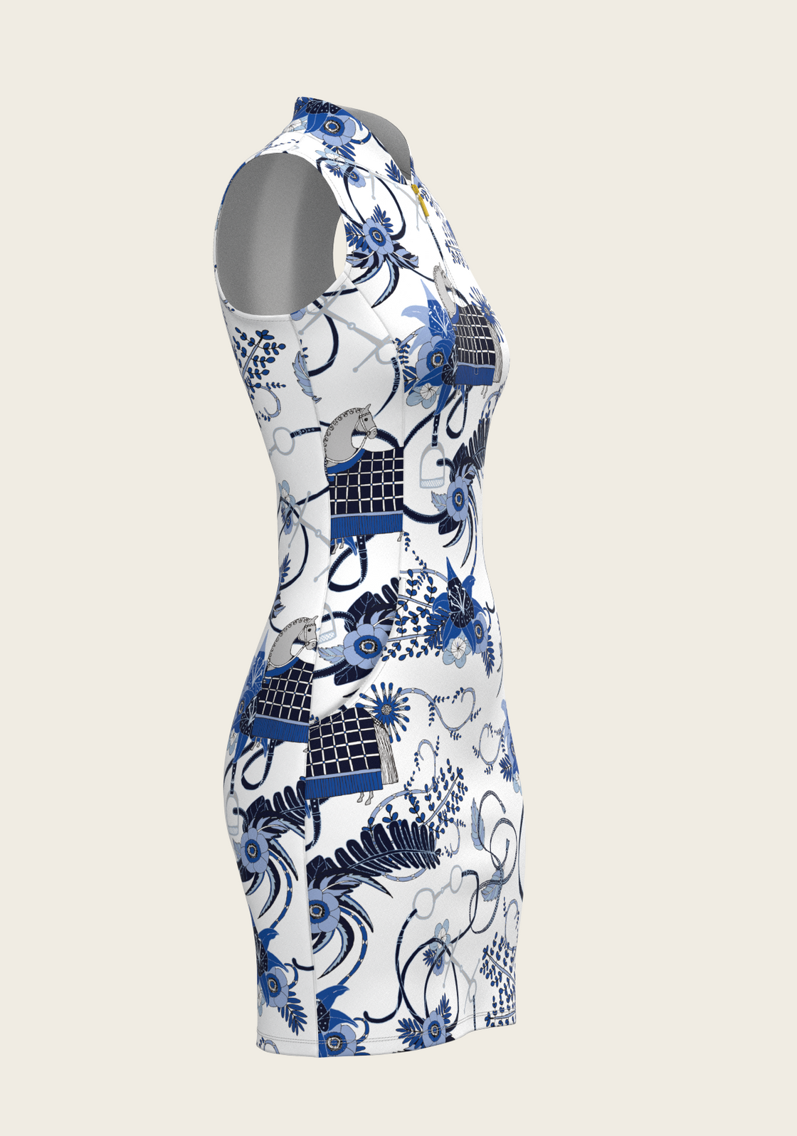 Botanical Blue on White Golf Dress