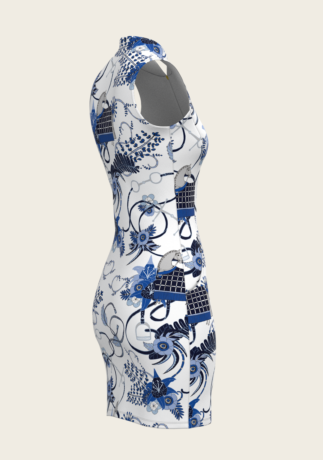 Botanical Blue on White Golf Dress