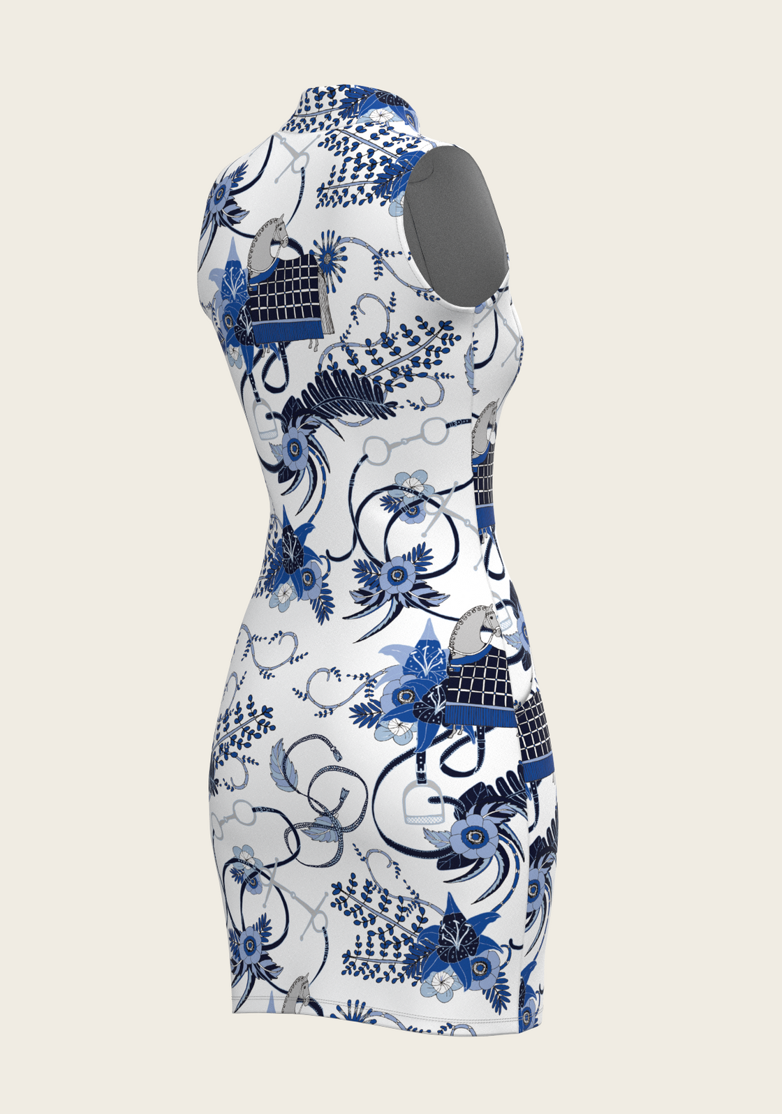 Botanical Blue on White Golf Dress