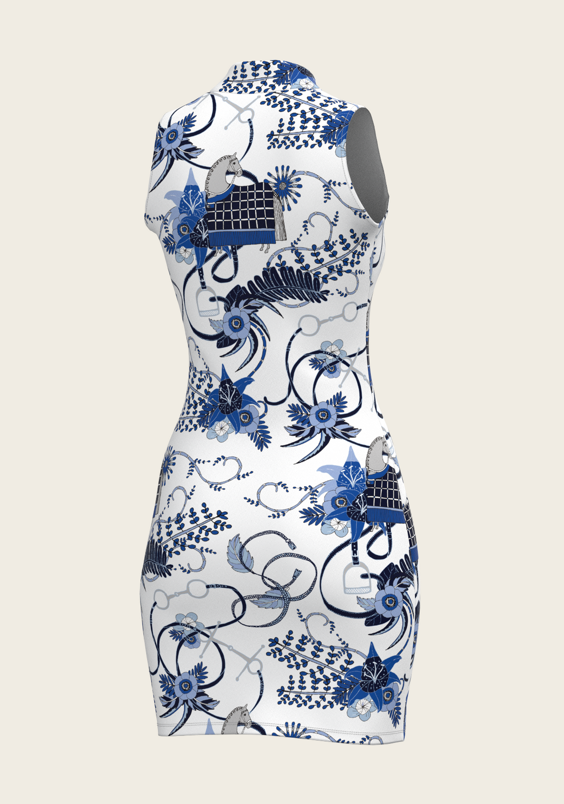 Botanical Blue on White Golf Dress