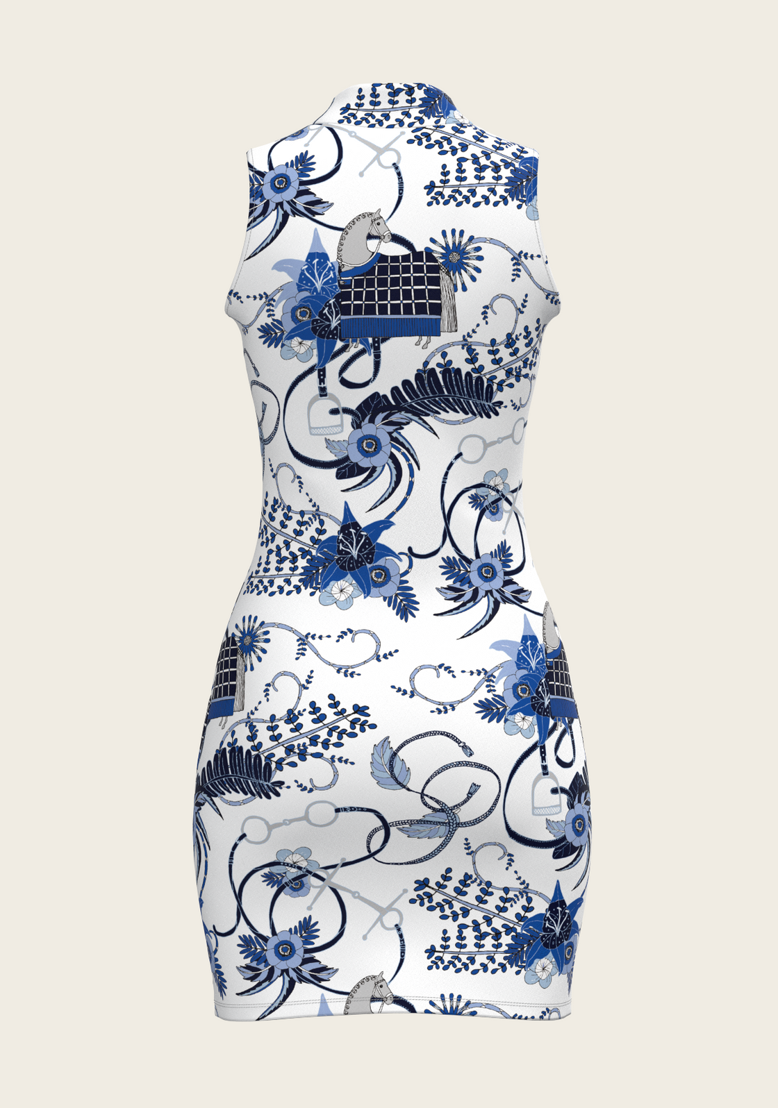 Botanical Blue on White Golf Dress