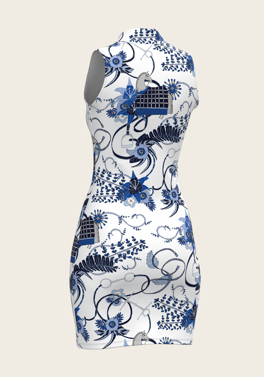 Botanical Blue on White Golf Dress