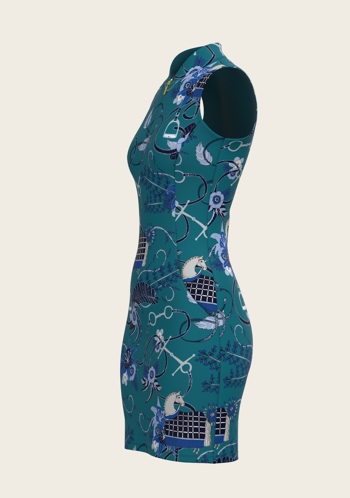 Botanical Blue on Harbor Blue Golf Dress