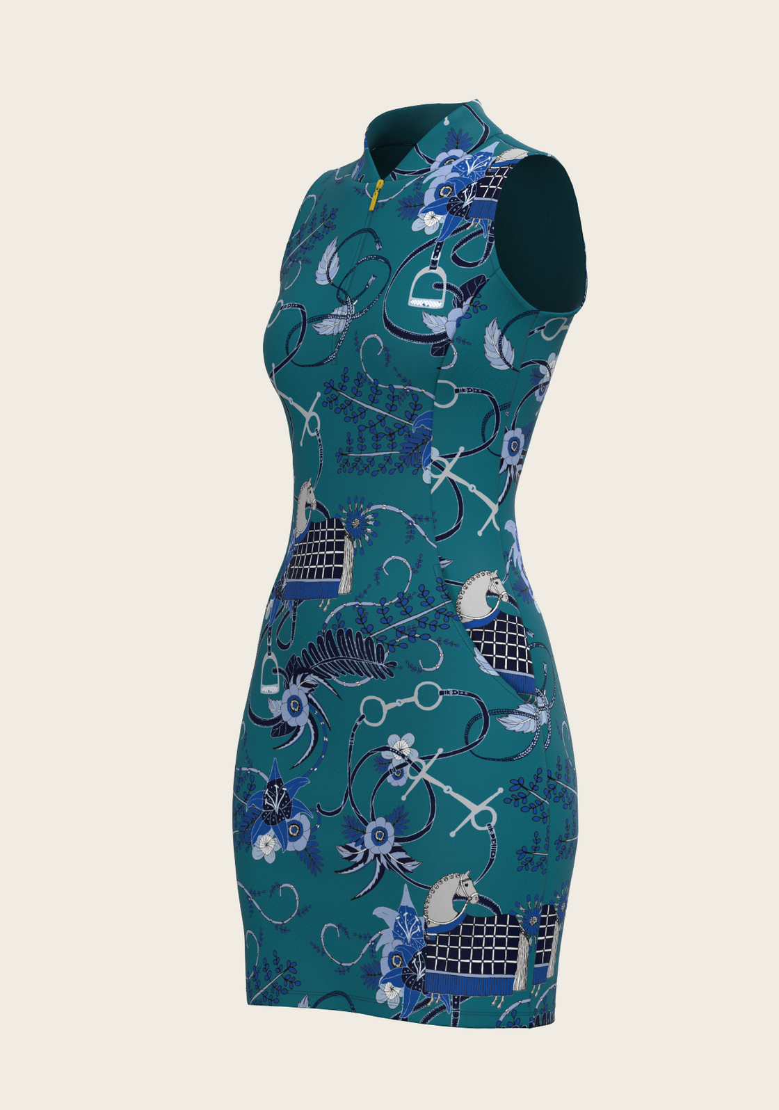 Botanical Blue on Harbor Blue Golf Dress