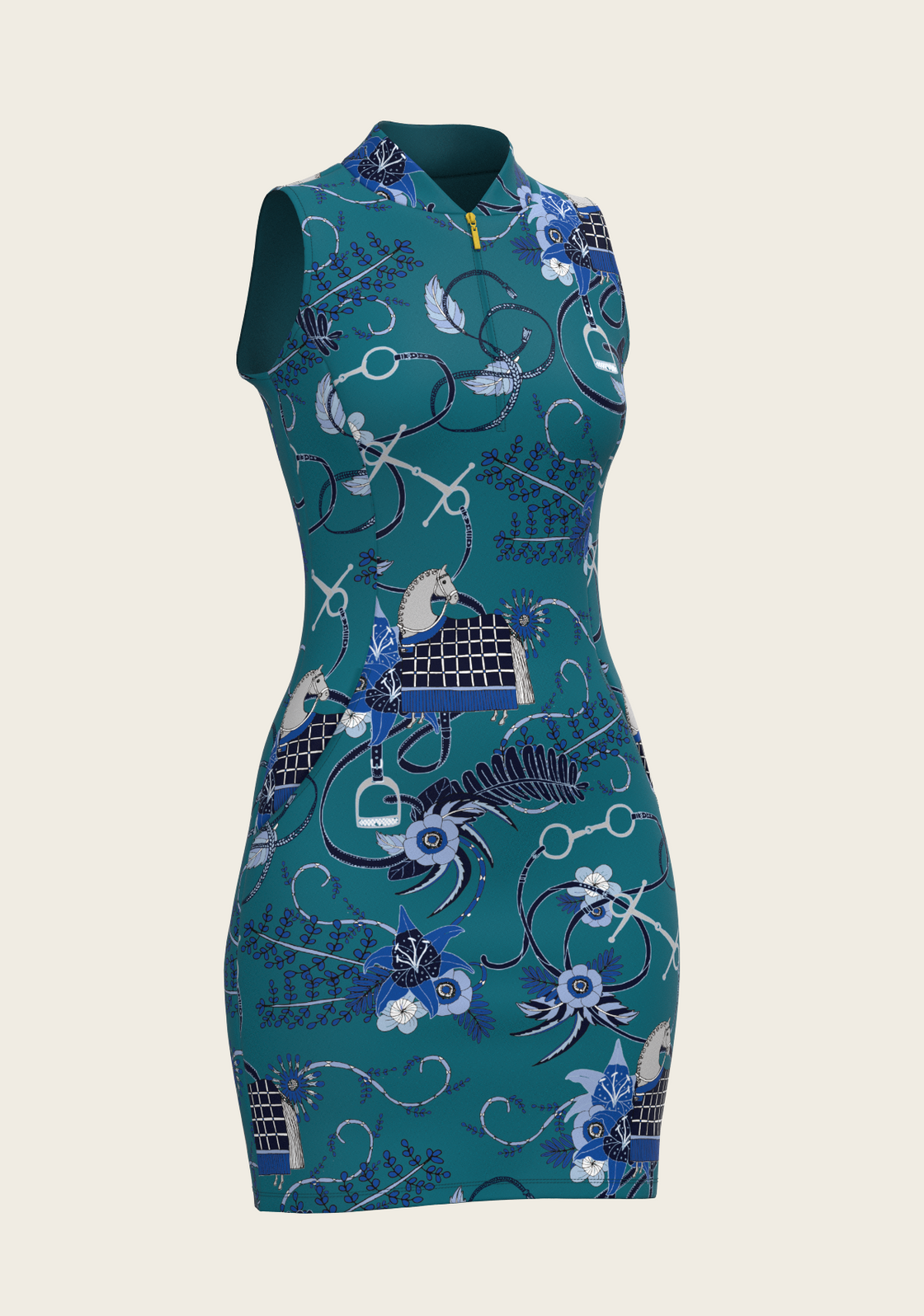 Botanical Blue on Harbor Blue Golf Dress