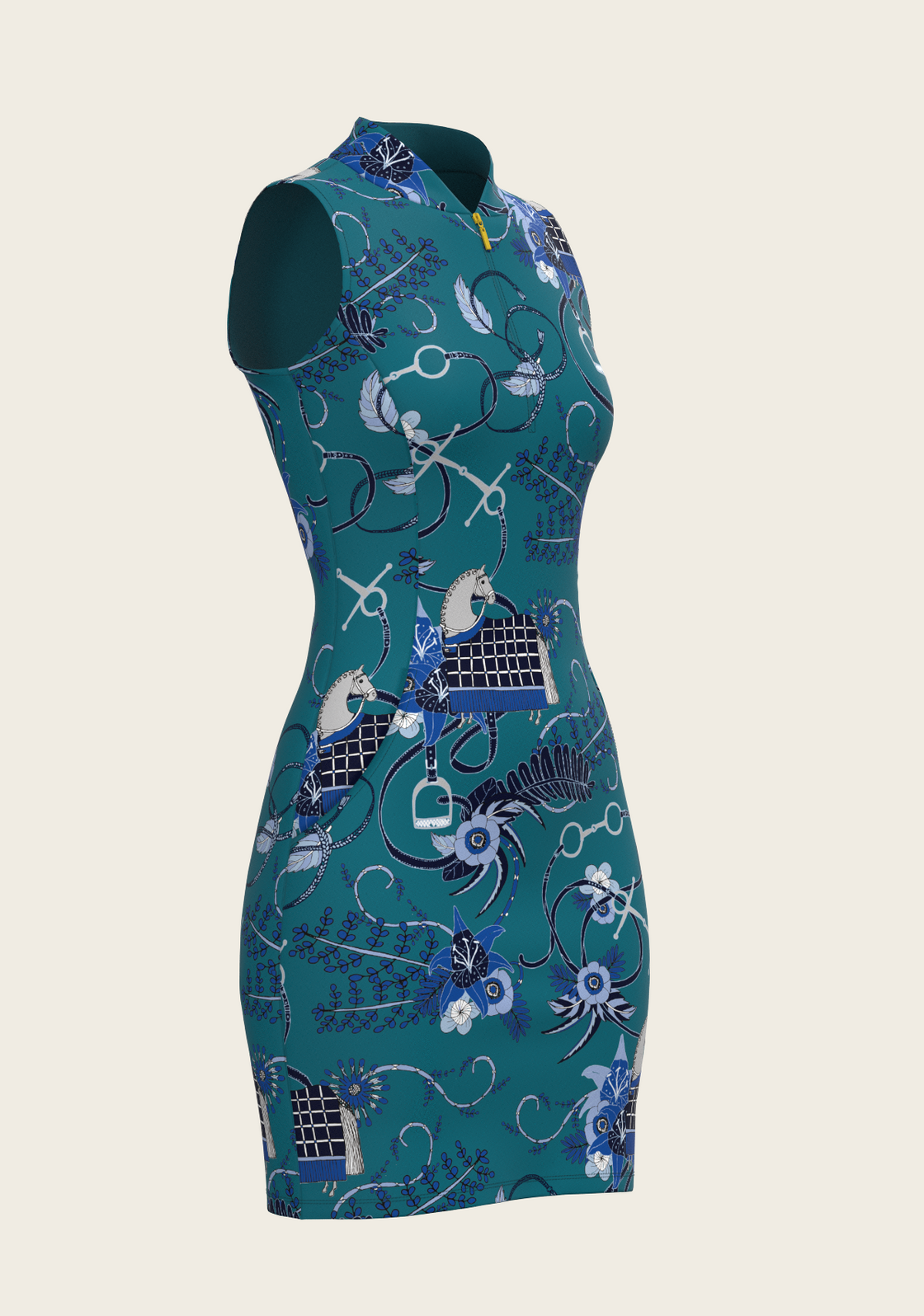 Botanical Blue on Harbor Blue Golf Dress