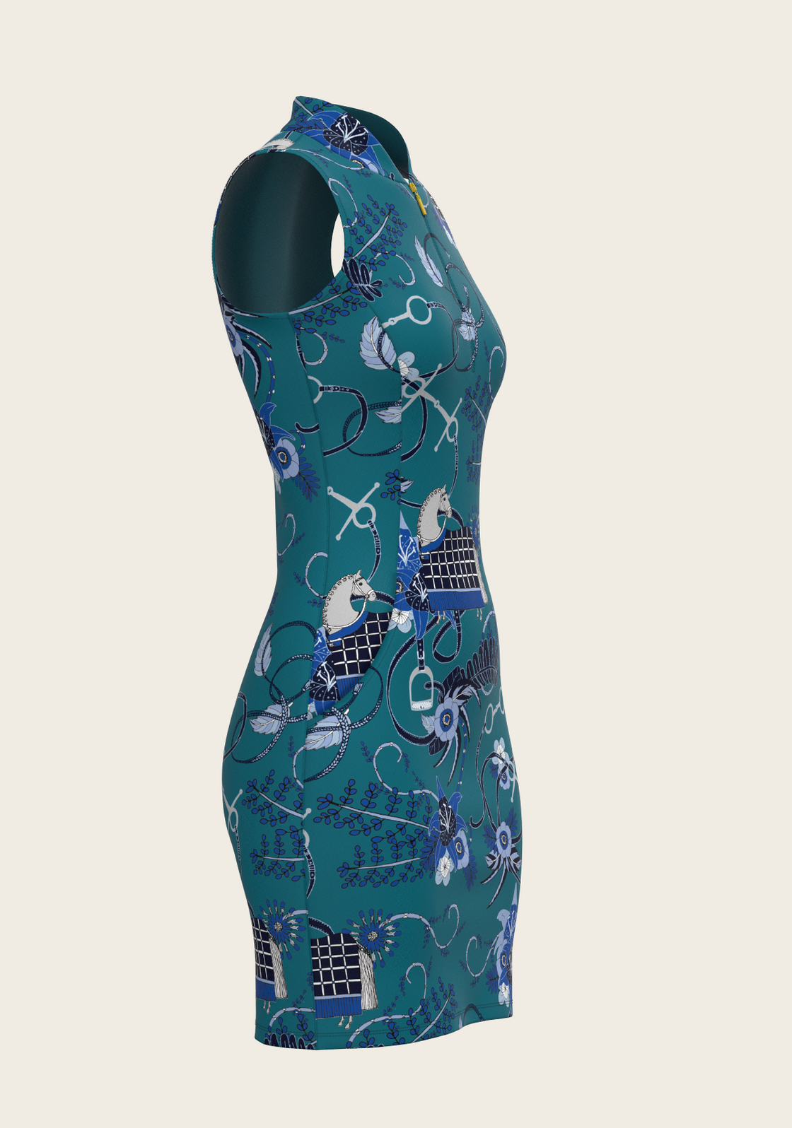 Botanical Blue on Harbor Blue Golf Dress