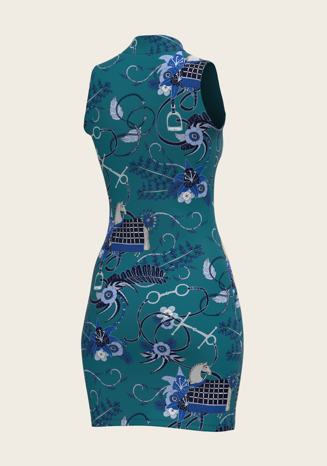 Botanical Blue on Harbor Blue Golf Dress