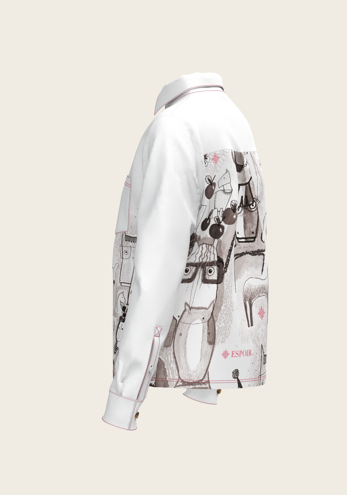 The Horse Fair in Monochrome Loose Fitting Button Shirt