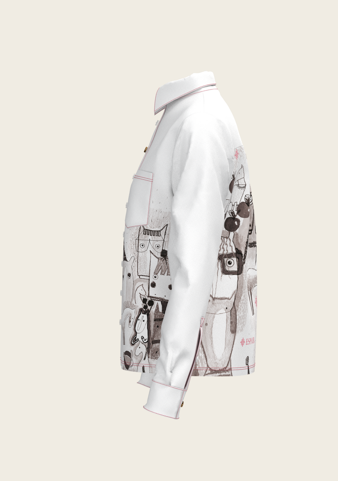 The Horse Fair in Monochrome Loose Fitting Button Shirt