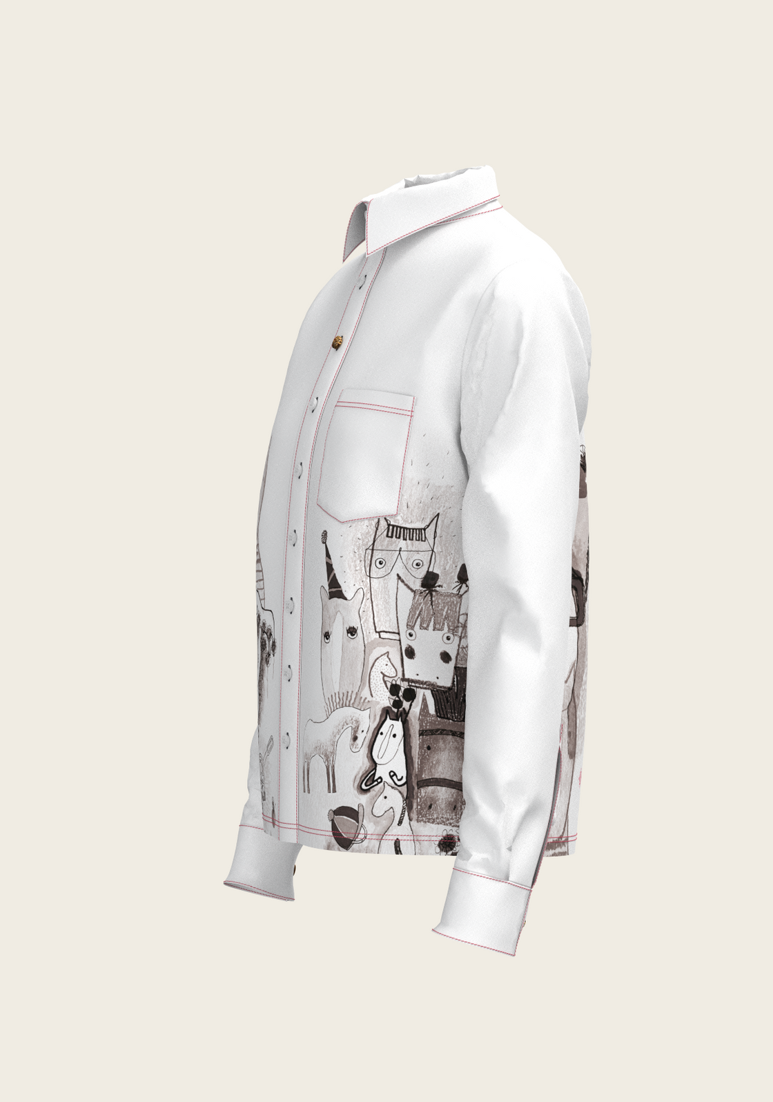 The Horse Fair in Monochrome Loose Fitting Button Shirt