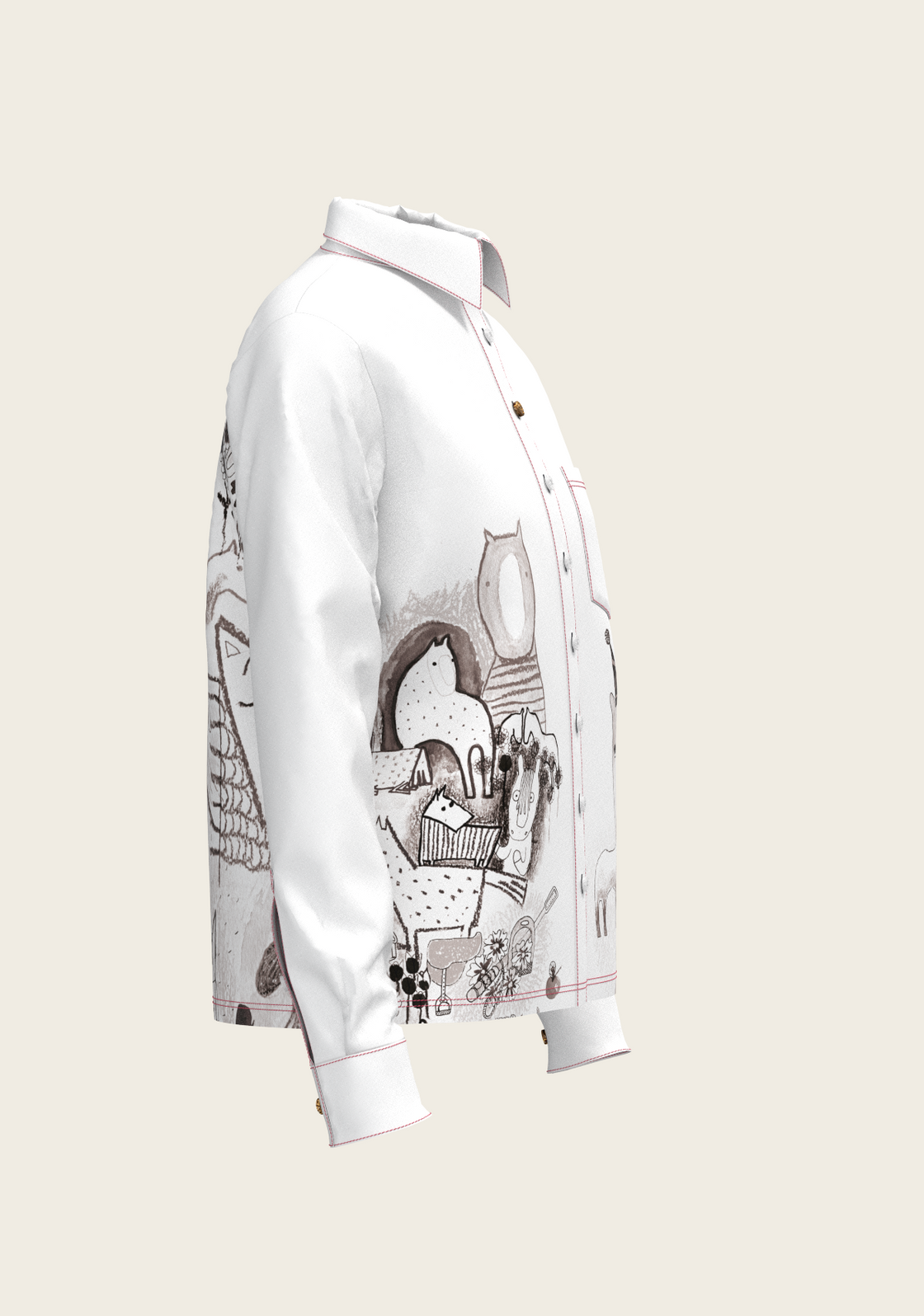 The Horse Fair in Monochrome Loose Fitting Button Shirt