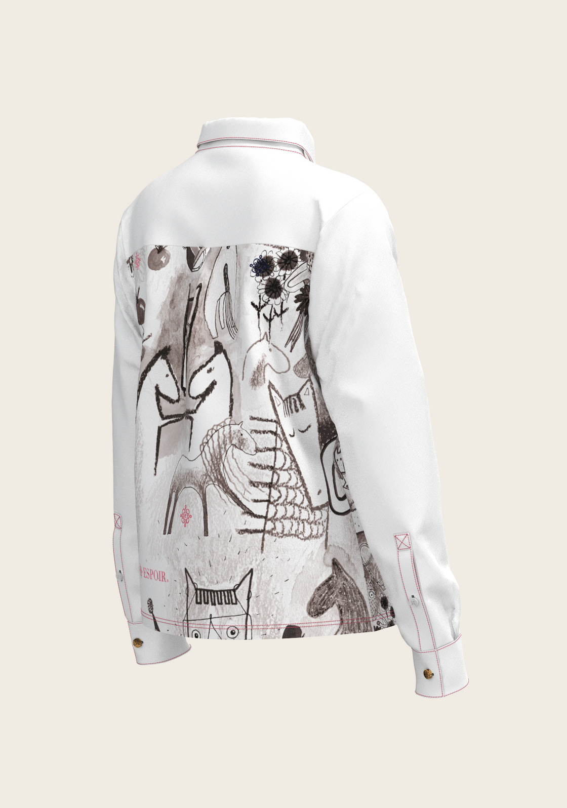 The Horse Fair in Monochrome Loose Fitting Button Shirt