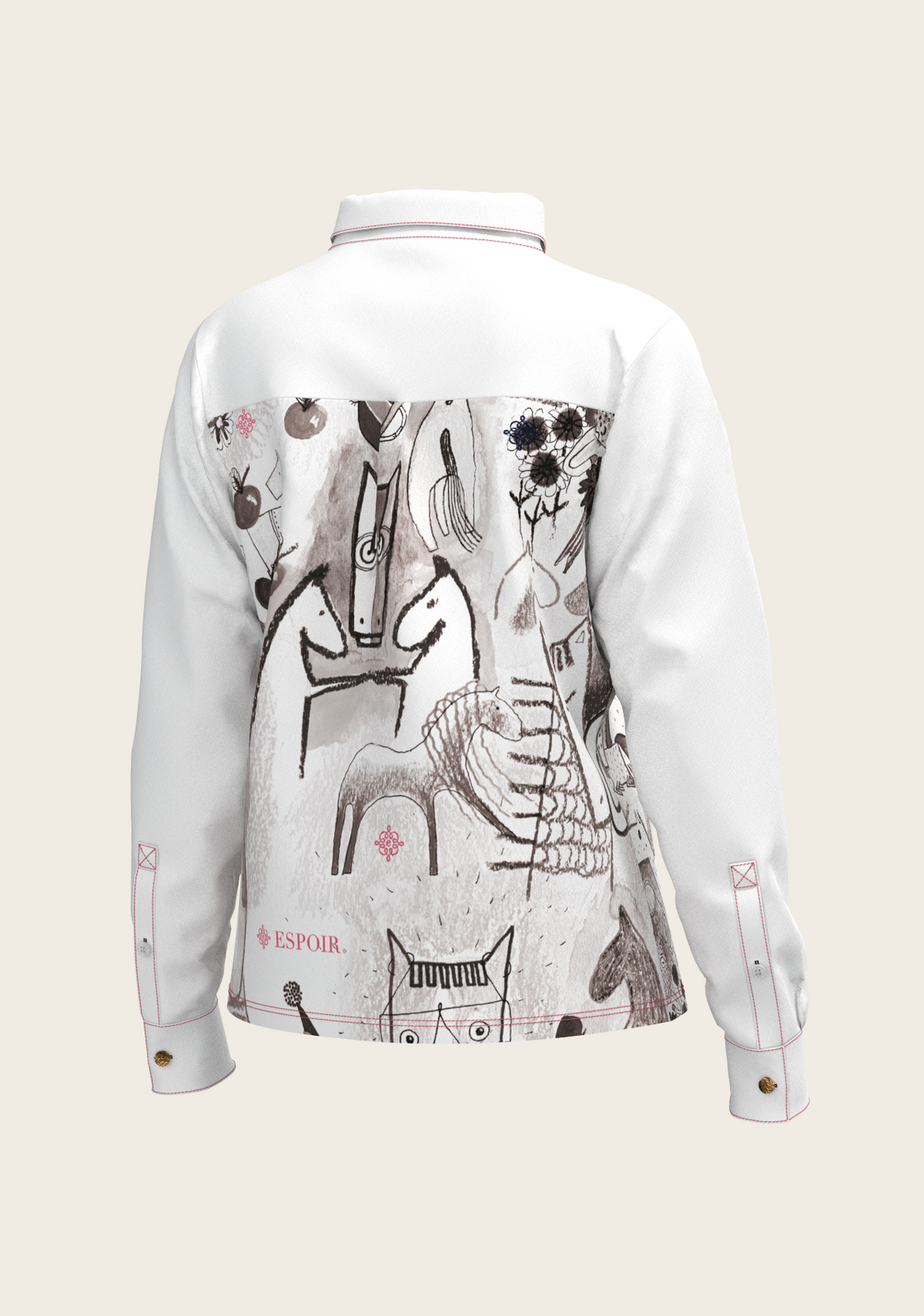 The Horse Fair in Monochrome Loose Fitting Button Shirt