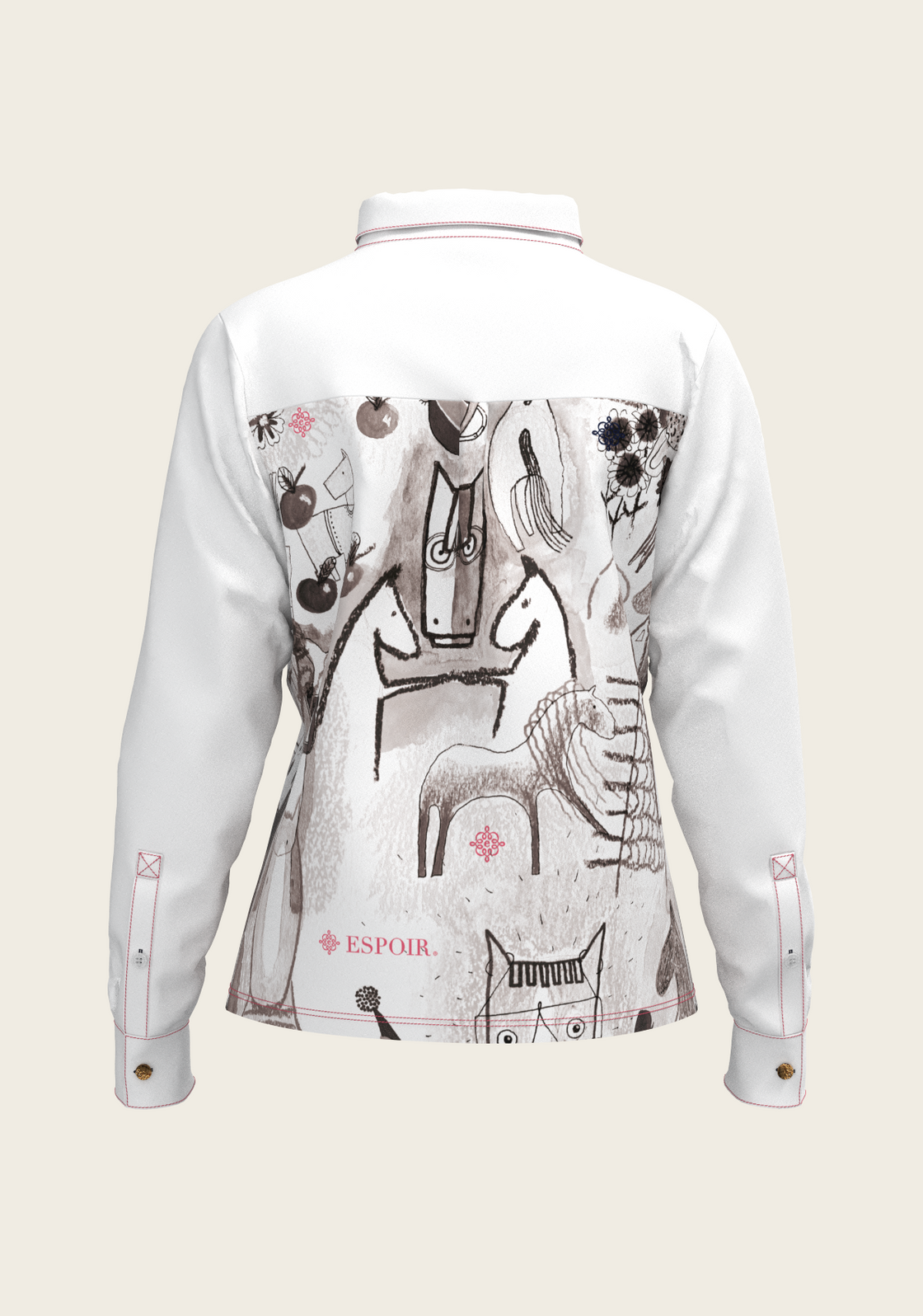The Horse Fair in Monochrome Loose Fitting Button Shirt